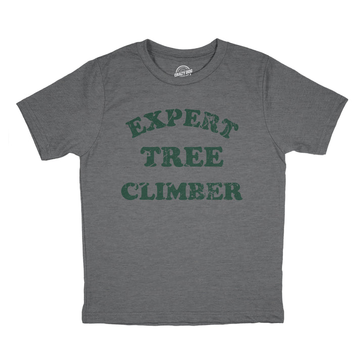 Funny Dark Heather Grey - CLIMBER Expert Tree Climber Youth T Shirt Nerdy Sarcastic Tee