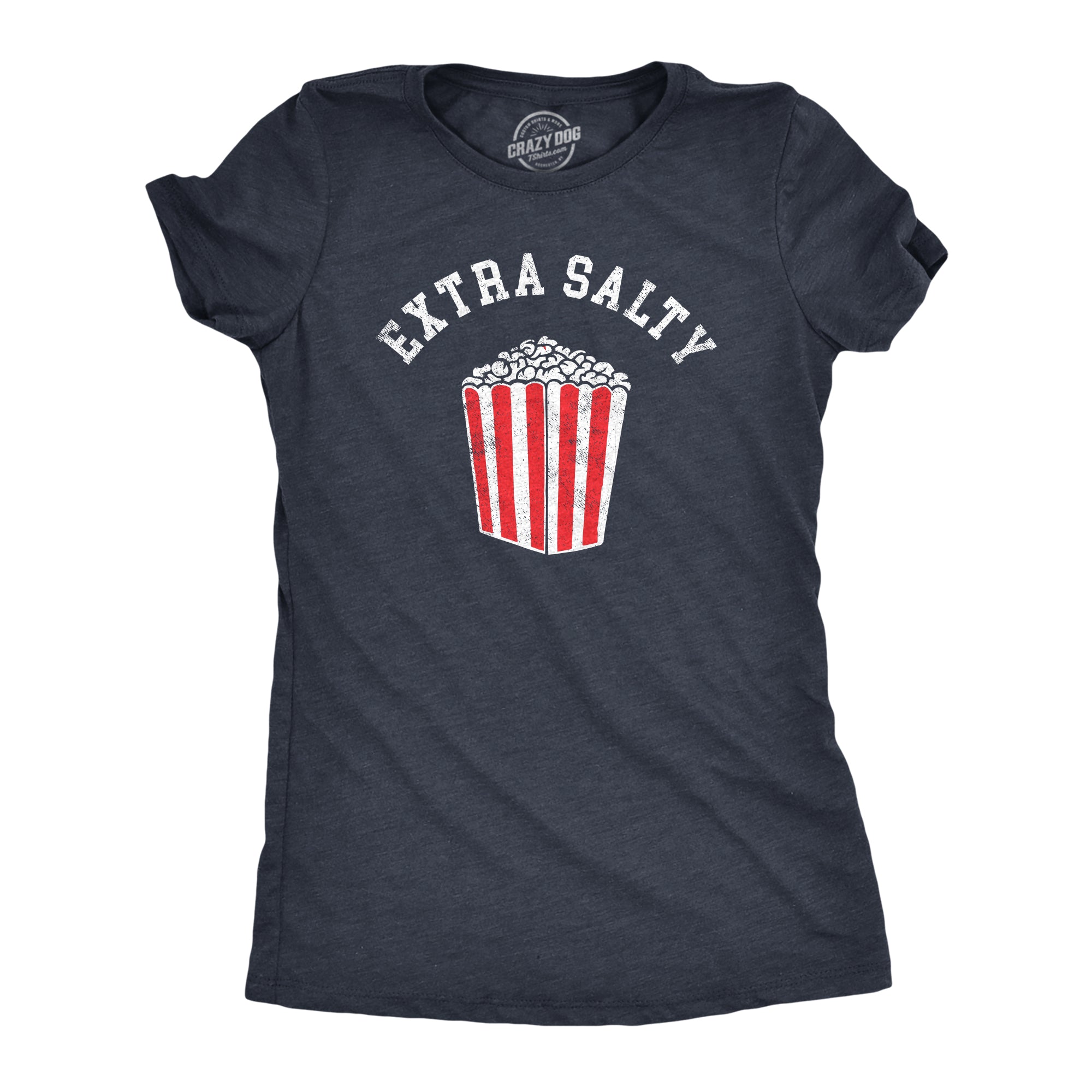 Funny Heather Navy - SALTY Extra Salty Womens T Shirt Nerdy Sarcastic Food Tee
