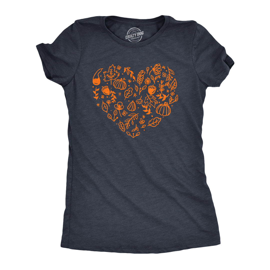 Funny Heather Navy - FALL Fall Season Heart Womens T Shirt Nerdy Thanksgiving Sarcastic Tee