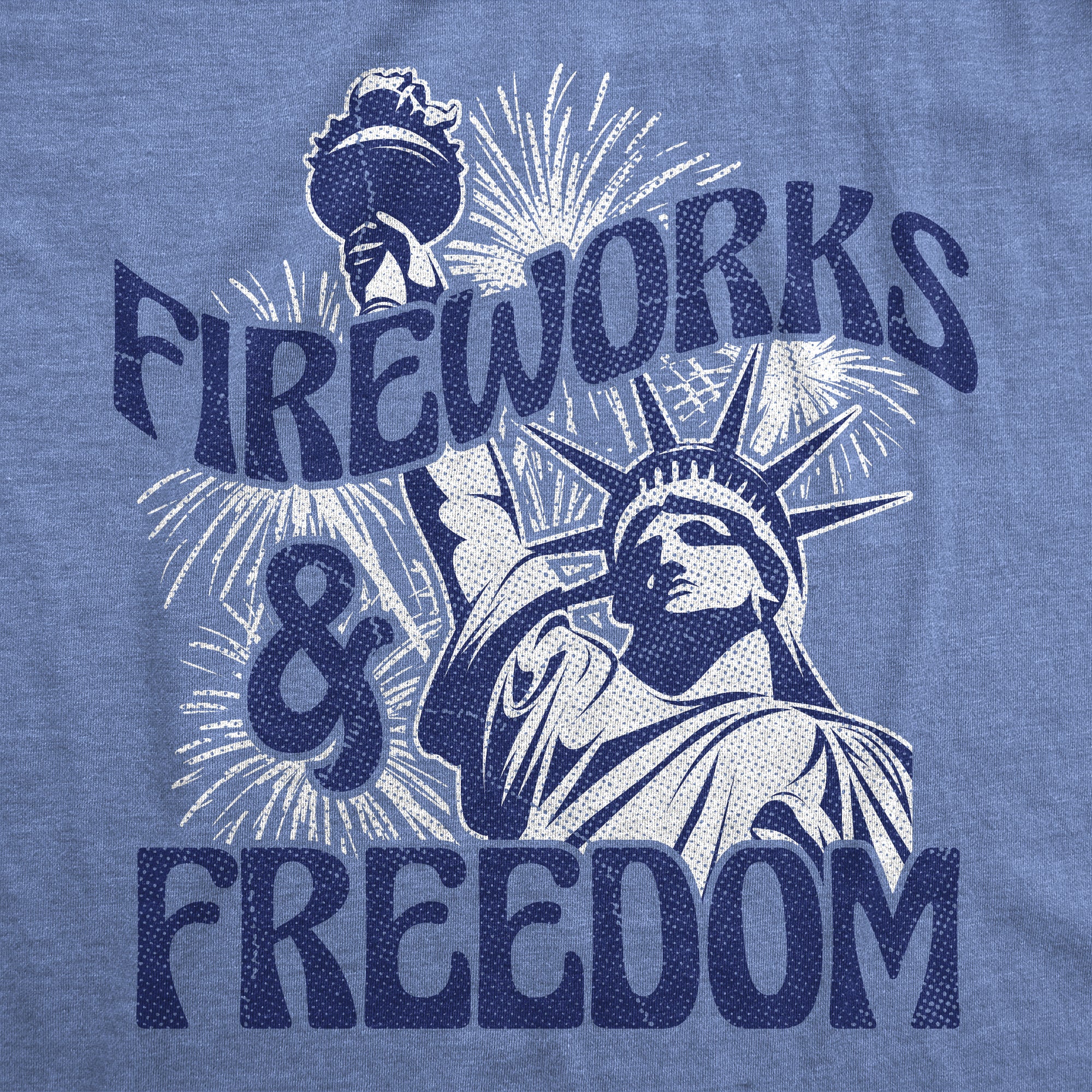 Funny Light Heather Blue - FREEDOM Fireworks And Freedom Womens T Shirt Nerdy Fourth Of July Tee