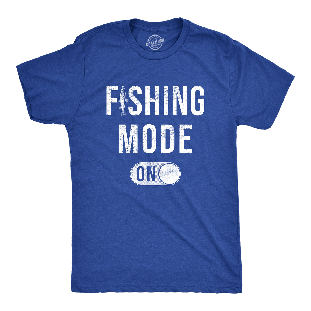 Funny Heather Royal - FISHING Fishing Mode On Mens T Shirt Nerdy Fishing Tee