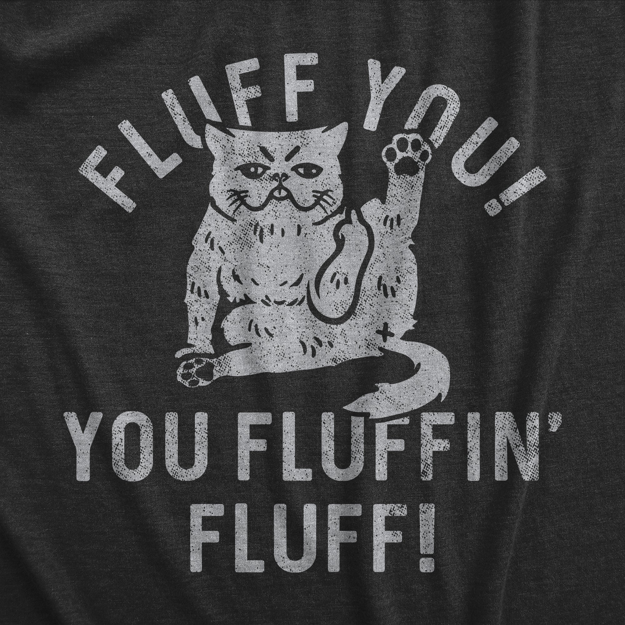 Funny Heather Black - FLUFF Fluff You You Fluffin Fluff Womens T Shirt Nerdy Cat sarcastic Tee