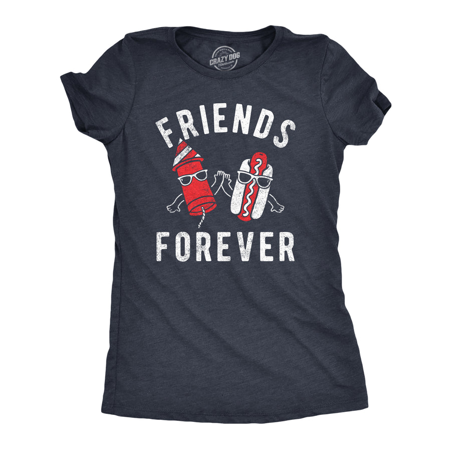 Funny Heather Navy - FRIENDS Friends Forever Firecracker Hot Dog Womens T Shirt Nerdy Fourth Of July Sarcastic Tee