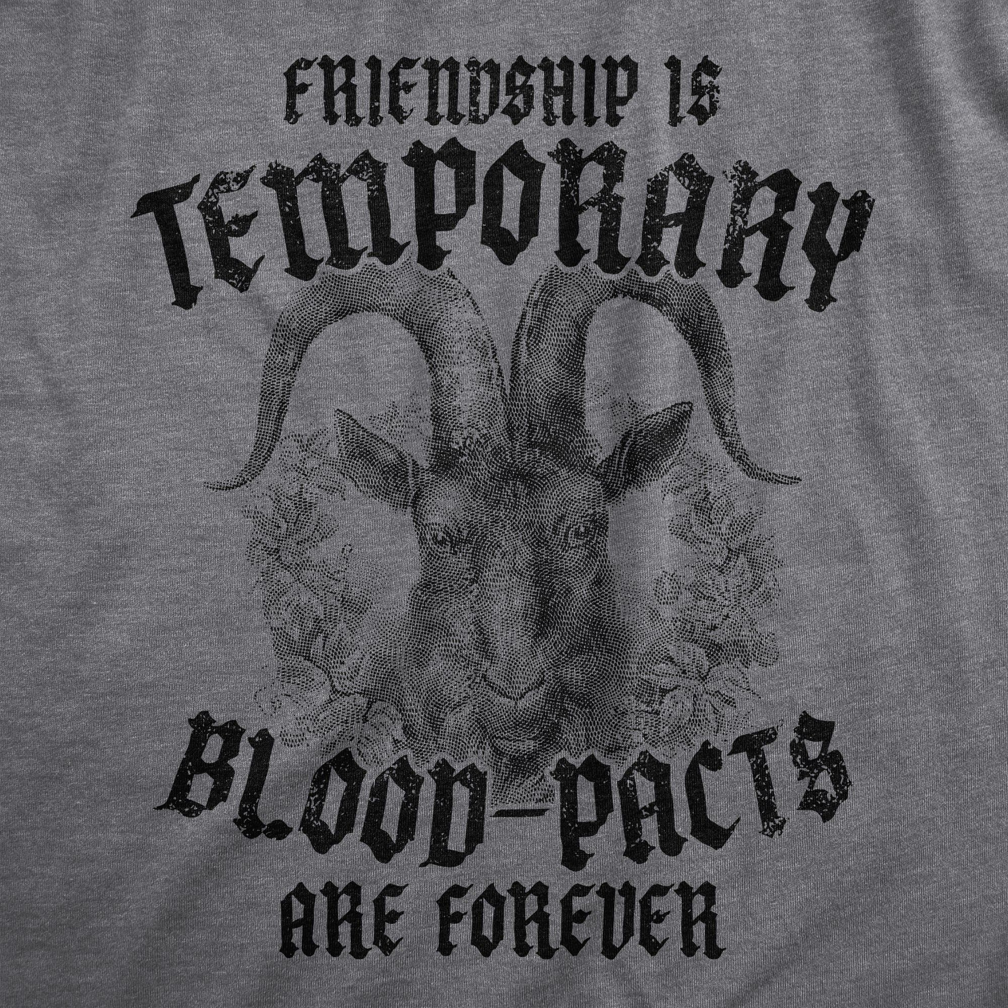 Funny Dark Heather Grey - BLOODPACTS Friendship Is Temporary Blood Pacts Are Forever Mens T Shirt Nerdy Sarcastic Tee
