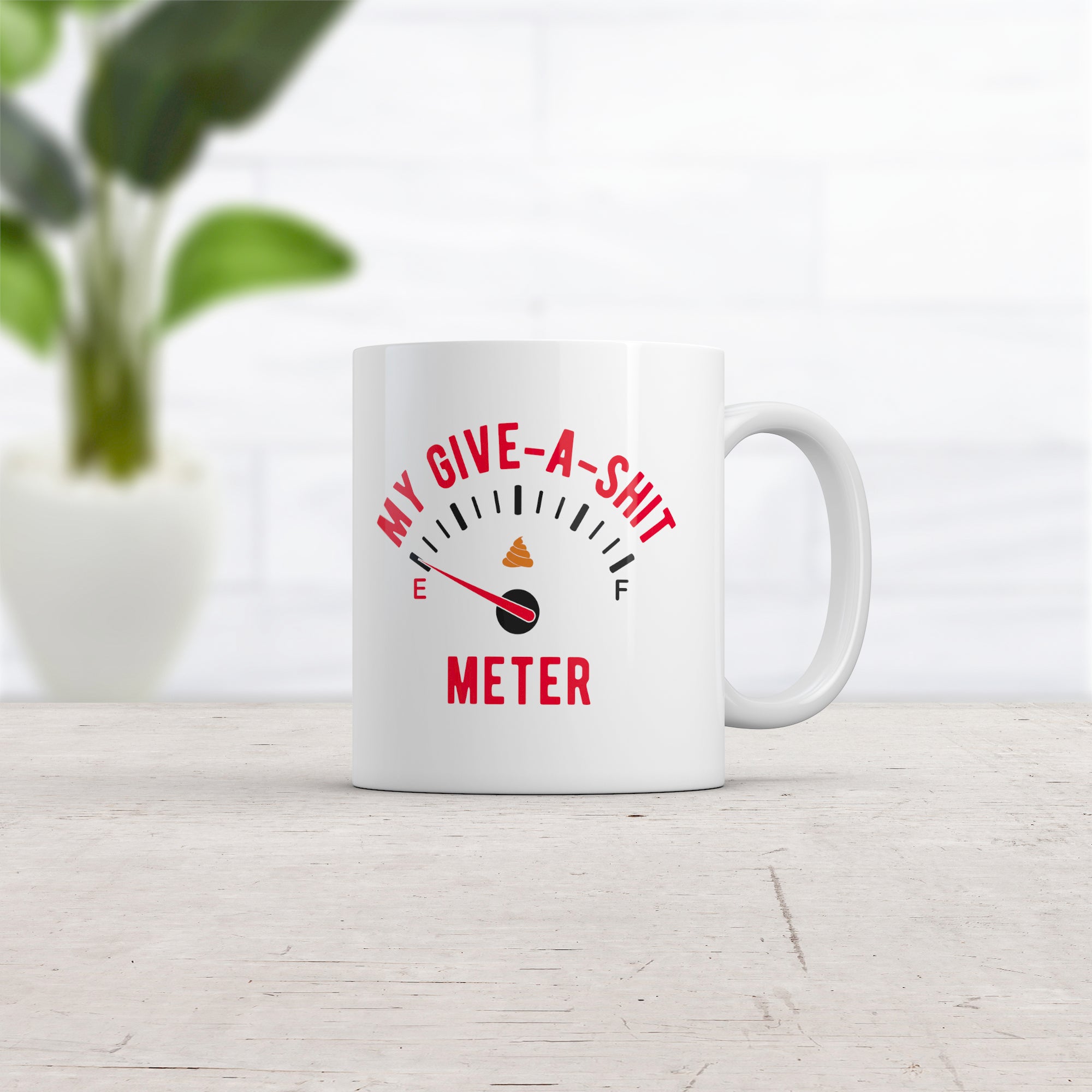 Funny White Give A Shit Meter Coffee Mug Nerdy Sarcastic Tee