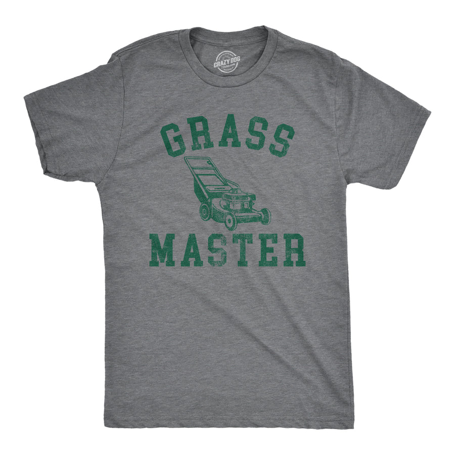 Funny Dark Heather Grey - GRASS Grass Master Mens T Shirt Nerdy Sarcastic Tee