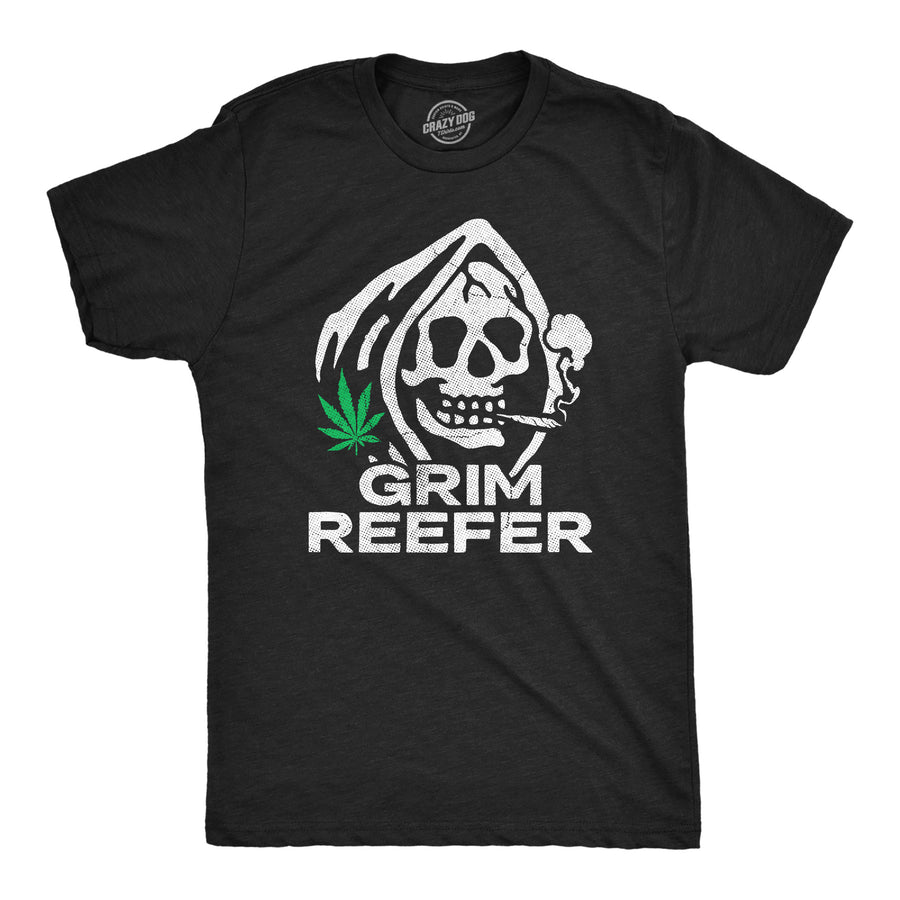 Funny Heather Black - REEFER Grim Reefer Mens T Shirt Nerdy 420 Sarcastic Tee