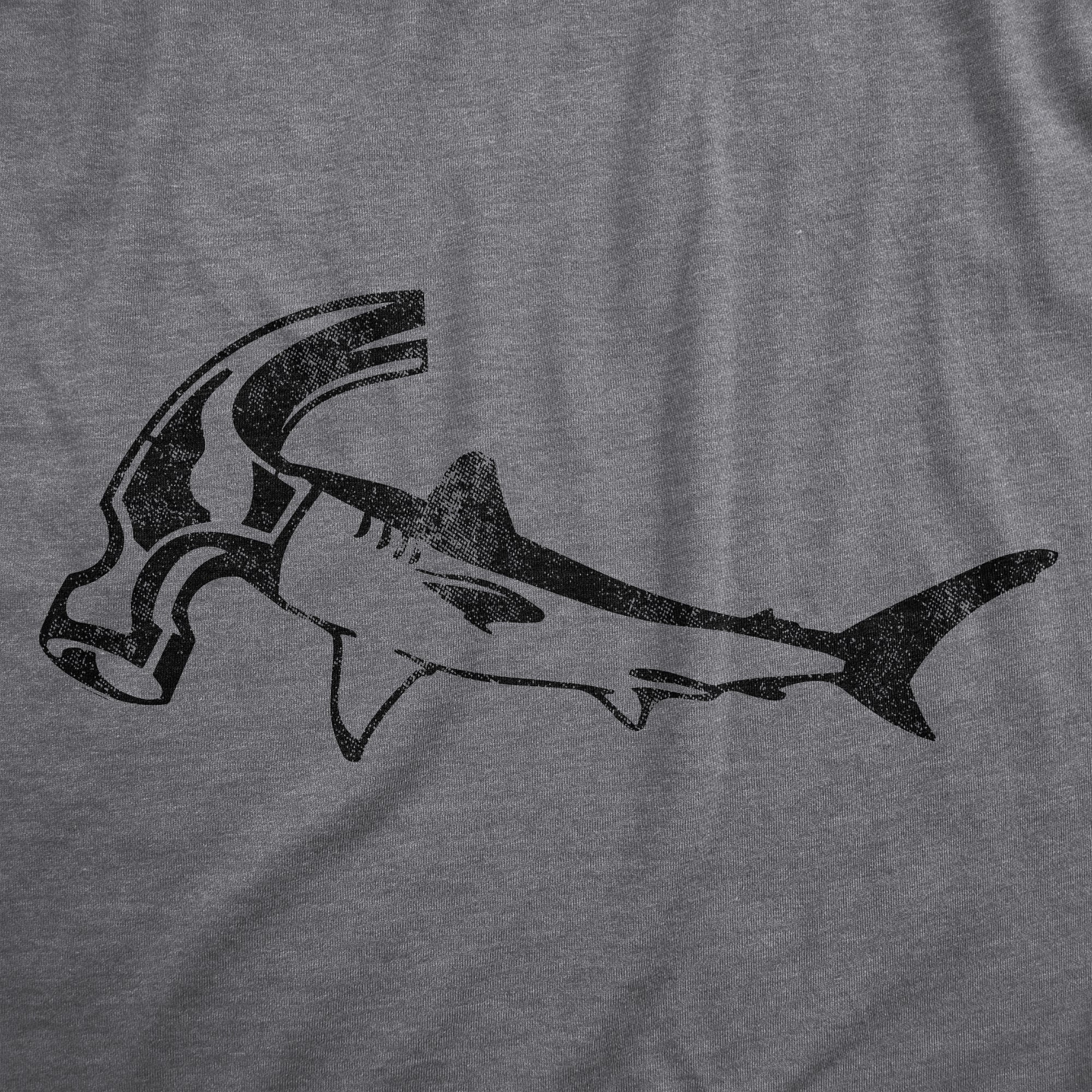 Funny Dark Heather Grey - HAMMER Hammer Head Shark Mens T Shirt Nerdy Shark Week Sarcastic Tee