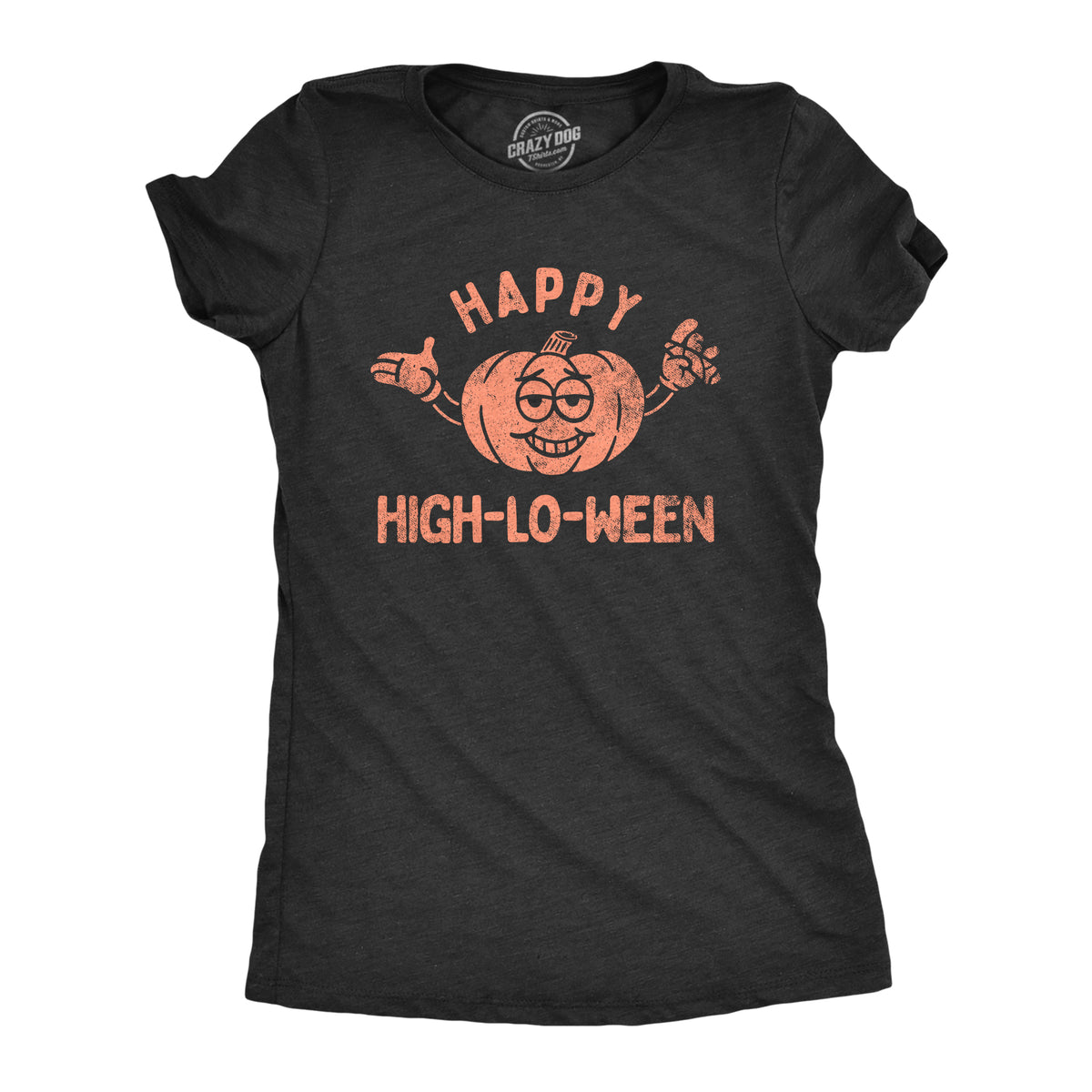 Funny Heather Black - HIGH Happy High Lo Ween Womens T Shirt Nerdy Halloween 420 Tee