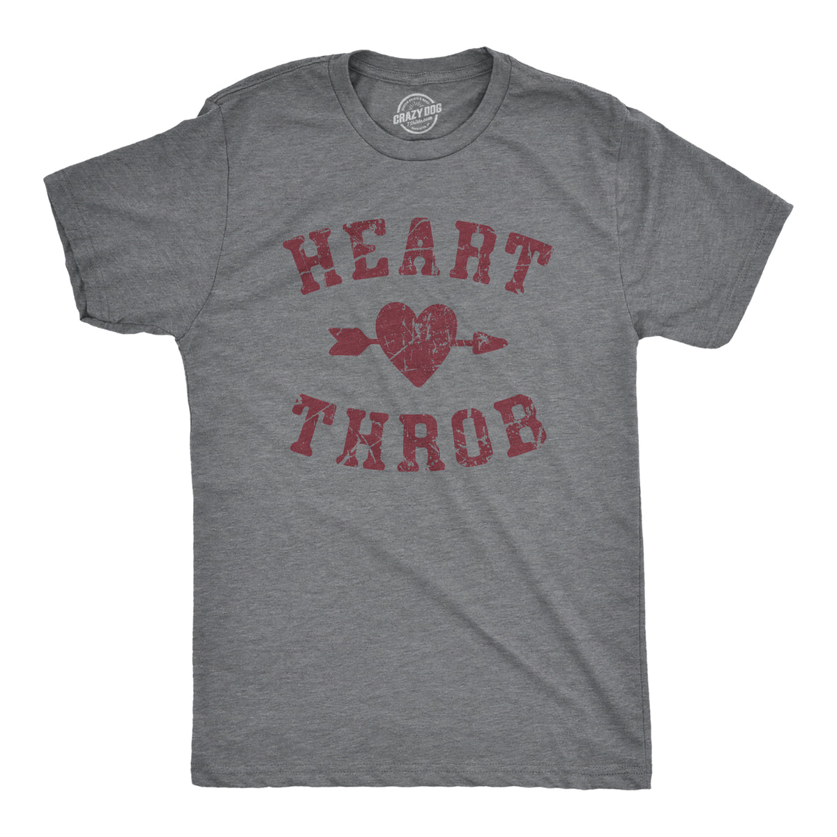 Funny Dark Heather Grey - Heart Throb Heart Throb Mens T Shirt Nerdy Valentine&#39;s Day Tee