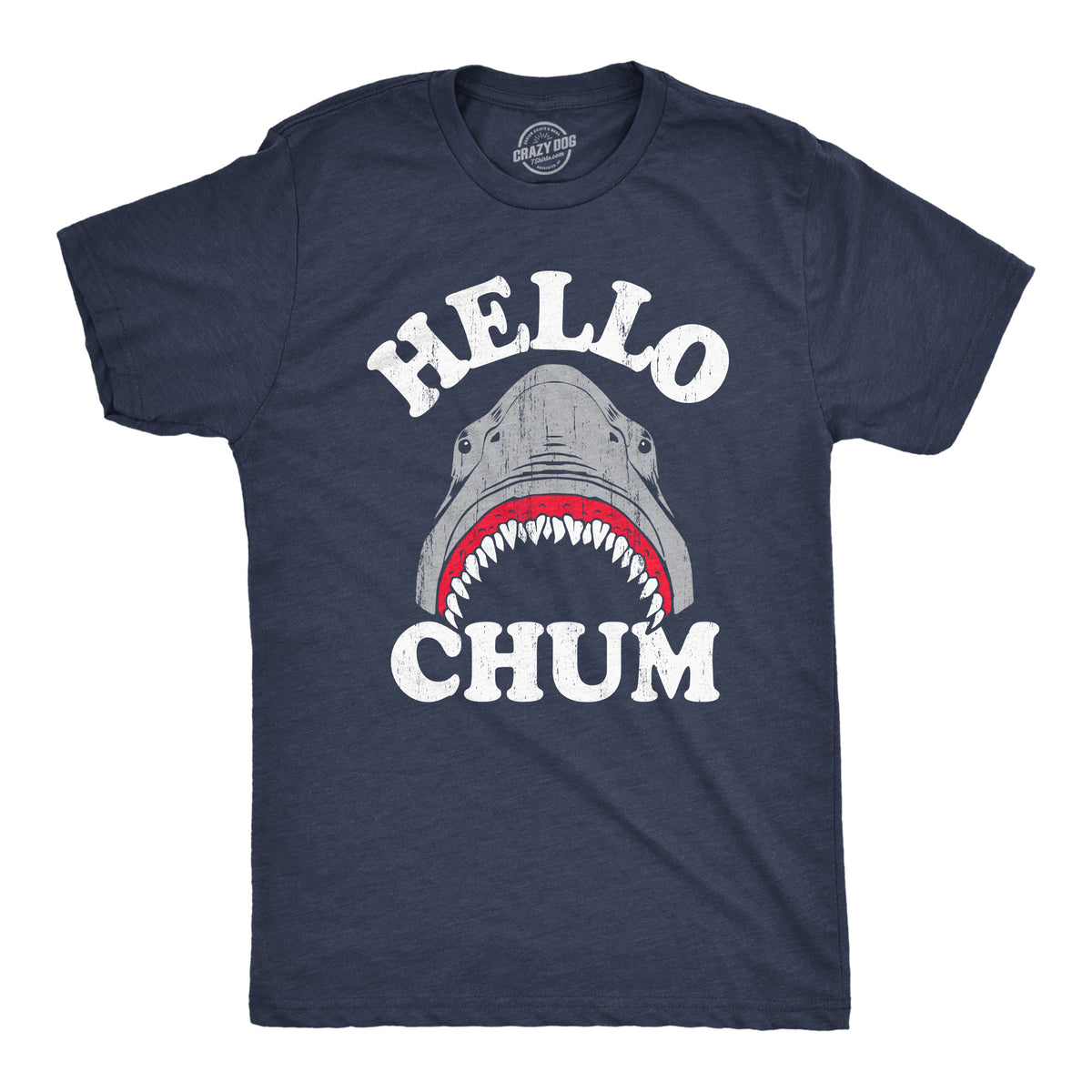 Funny Heather Navy - CHUM Hello Chum Mens T Shirt Nerdy shark week sarcastic Tee