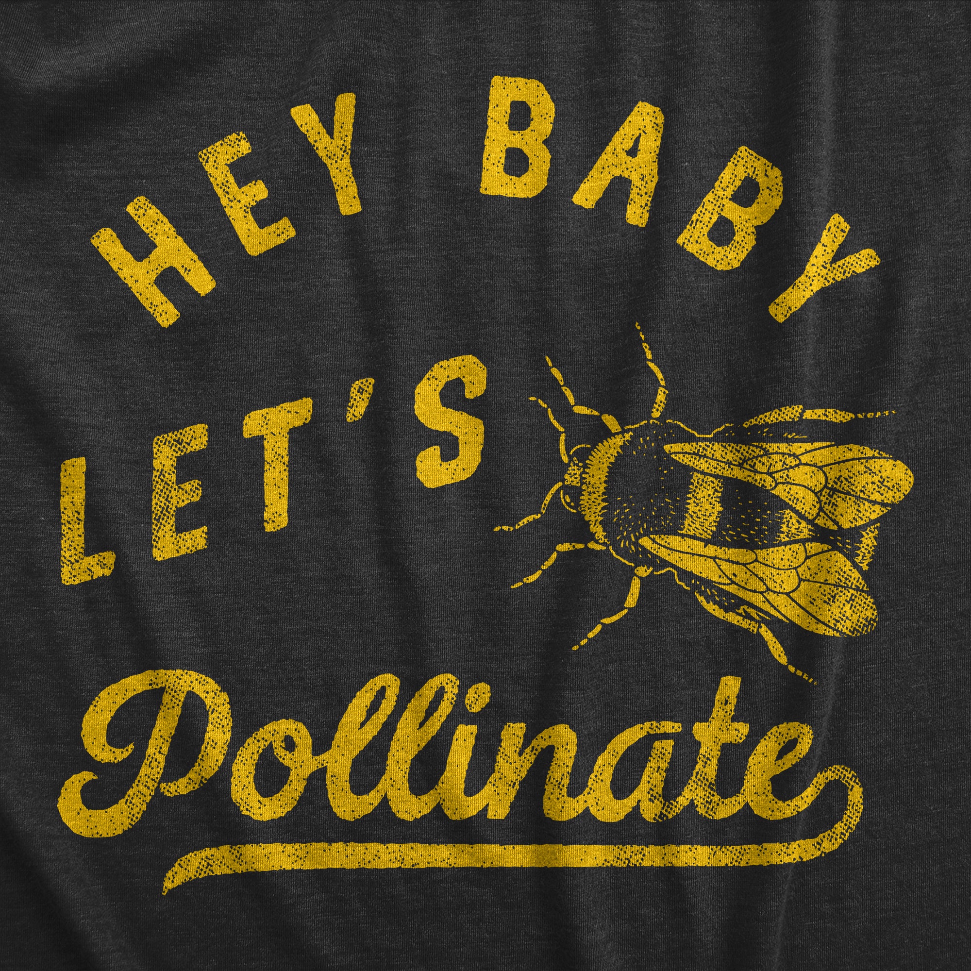 Funny Heather Black - POLLINATE Hey Baby Lets Pollinate Mens T Shirt Nerdy Earth Valentine's Day Tee
