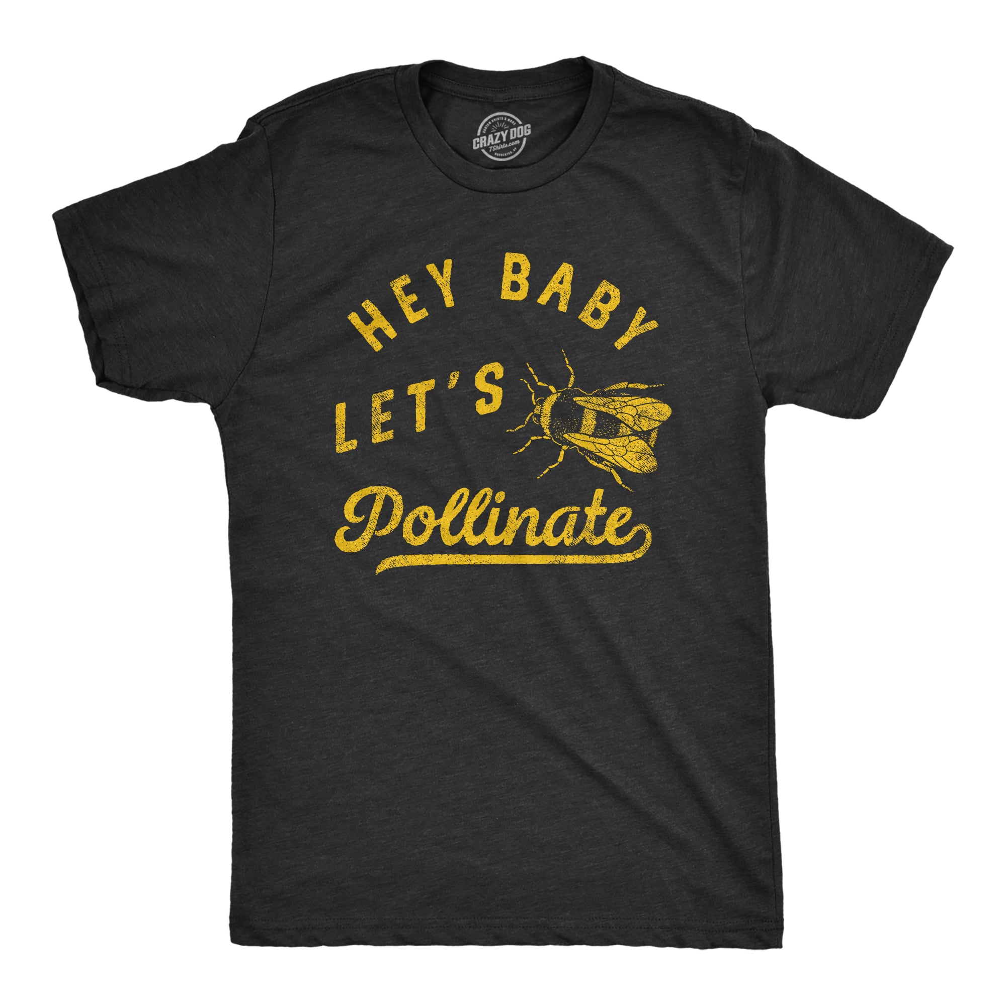 Funny Heather Black - POLLINATE Hey Baby Lets Pollinate Mens T Shirt Nerdy Earth Valentine's Day Tee
