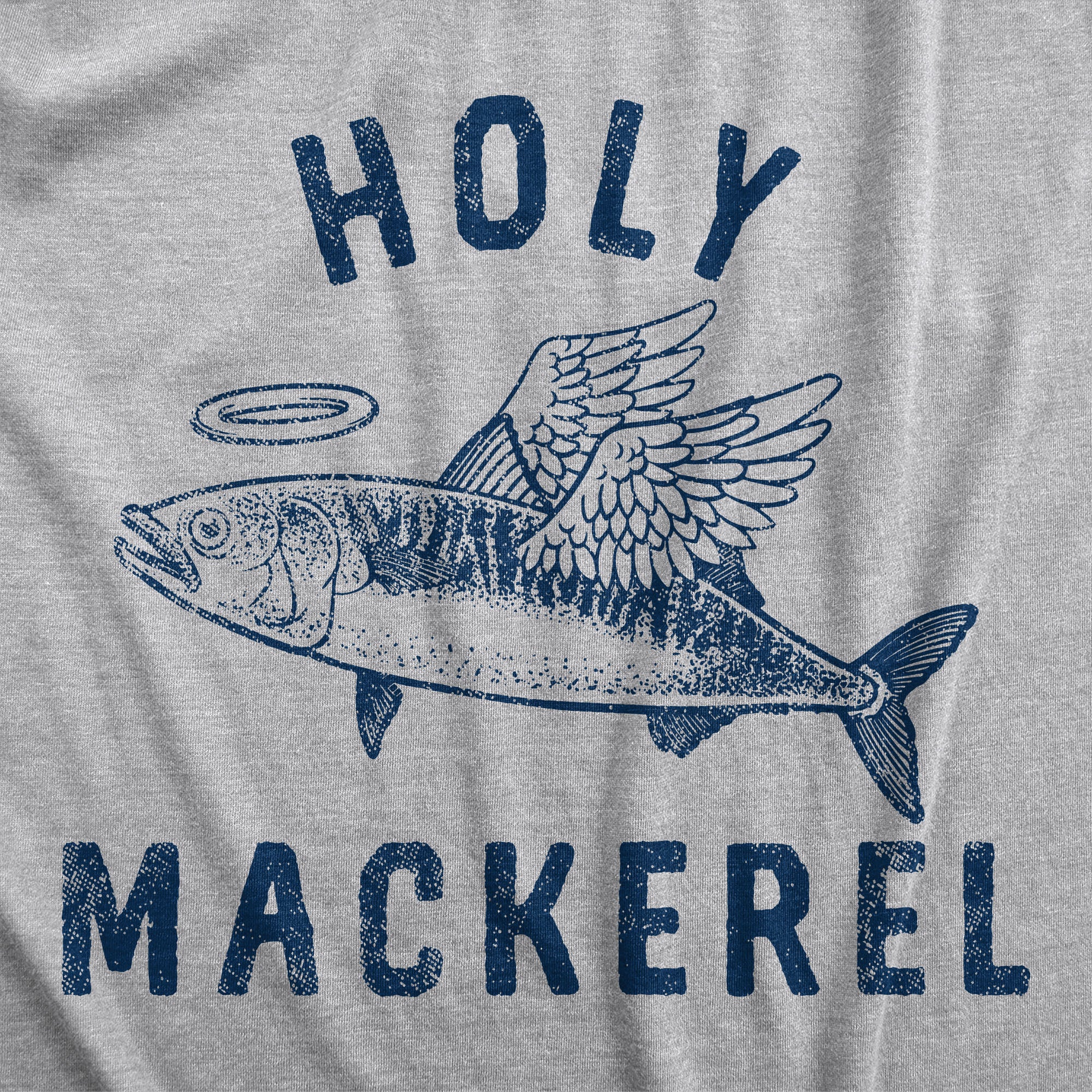 Funny Light Heather Grey - HOLY Holy Mackerel Mens T Shirt Nerdy Fishing sarcastic Tee