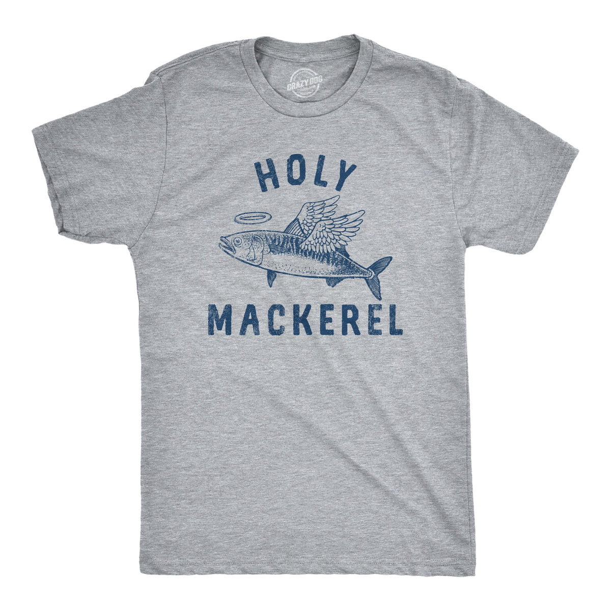 Funny Light Heather Grey - HOLY Holy Mackerel Mens T Shirt Nerdy Fishing sarcastic Tee