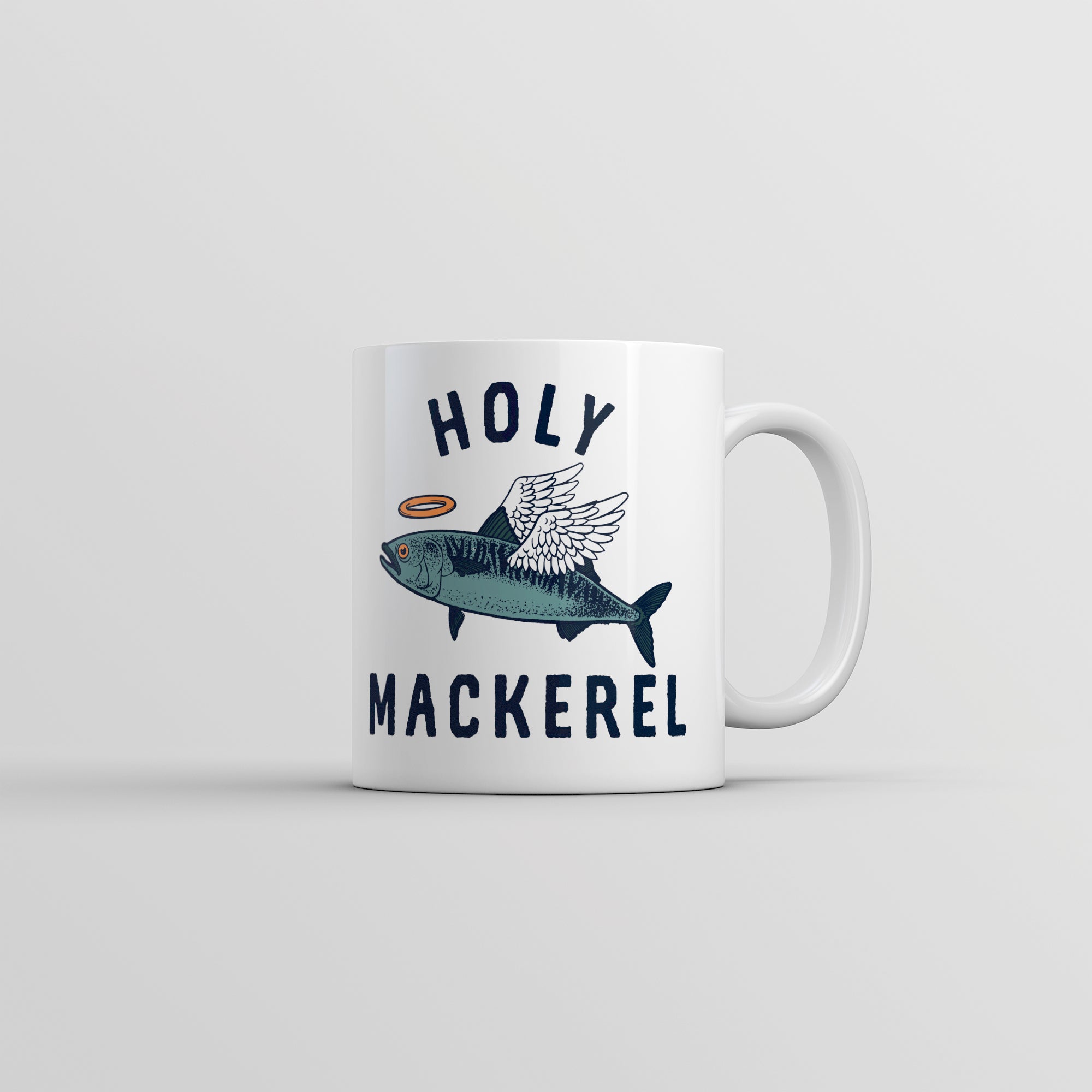 Funny White Holy Mackerel Coffee Mug Nerdy Fishing sarcastic Tee