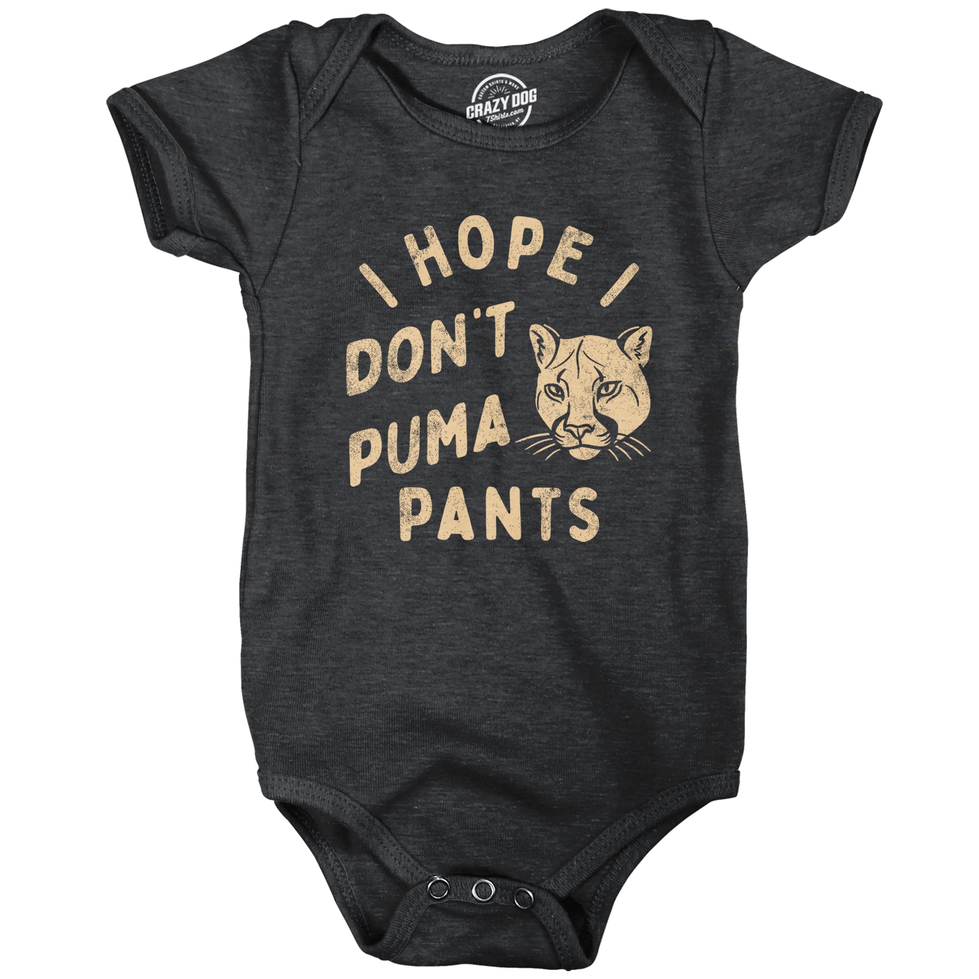 Funny Heather Black - PUMA I Hope I Dont Puma Pants Onesie Nerdy Toilet Animal Tee