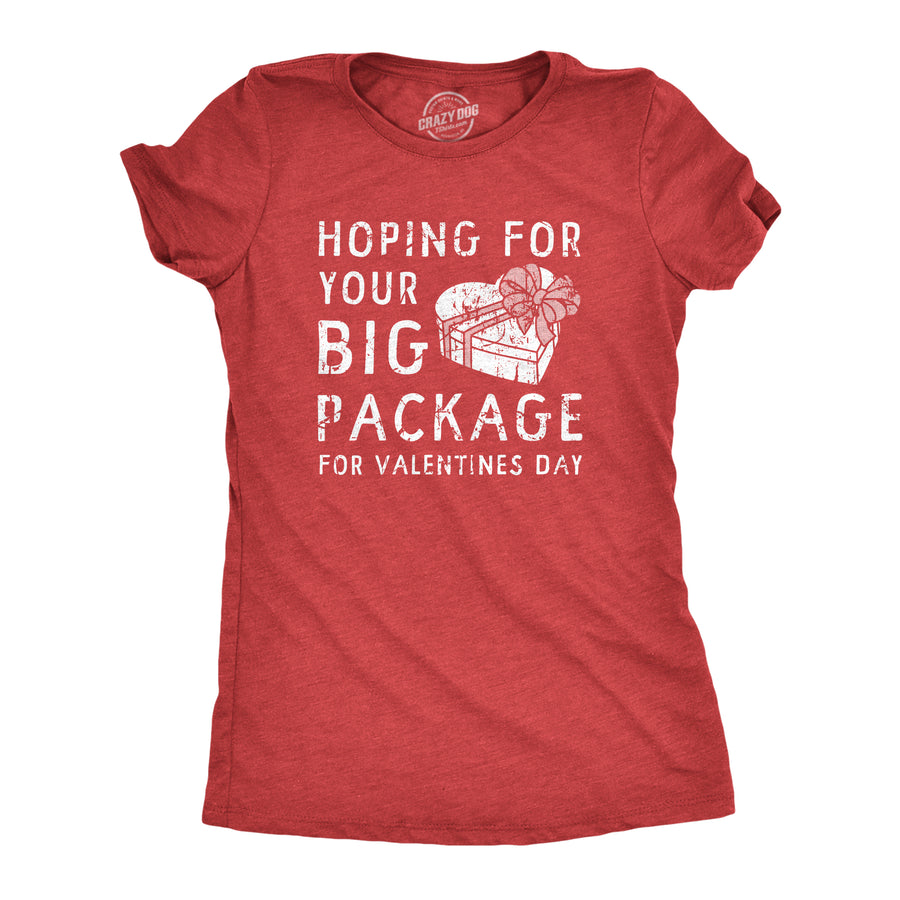 Funny Heather Red - PACKAGE Hoping For Your Big Package For Valinetines Day Womens T Shirt Nerdy Valentine's Day sex Tee