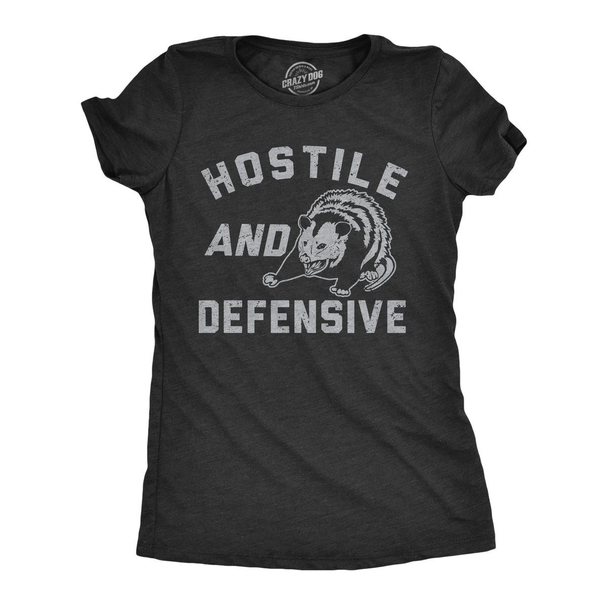 Funny Heather Black - HOSTILE Hostile And Defensive Womens T Shirt Nerdy sarcastic Tee