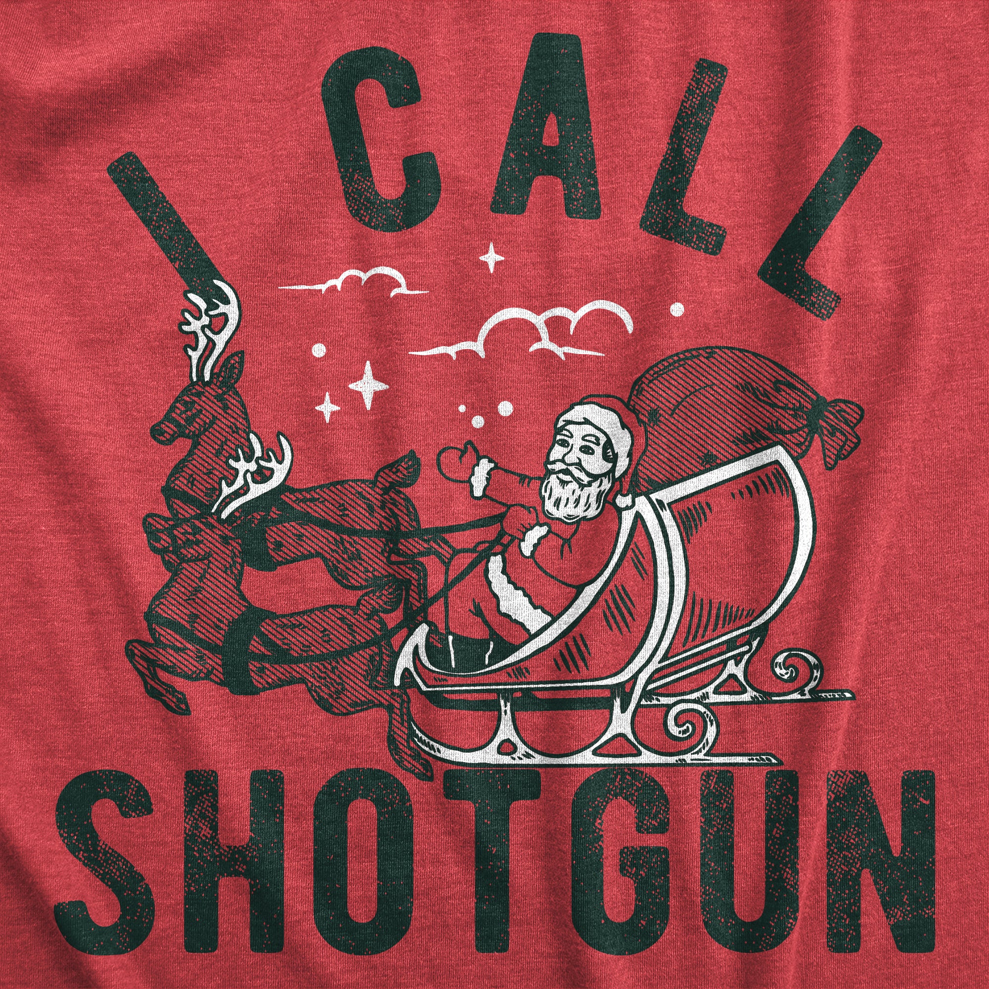 Funny Heather Red - SHOTGUN I Call Shotgun Santa Mens T Shirt Nerdy Christmas Sarcastic Tee