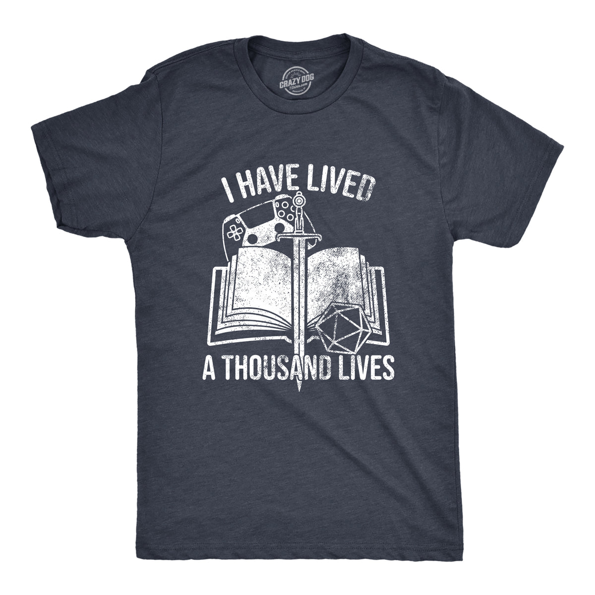 Funny Heather Navy - LIVES I Have Lived A Thousand Lives Mens T Shirt Nerdy Video Games Nerdy Tee
