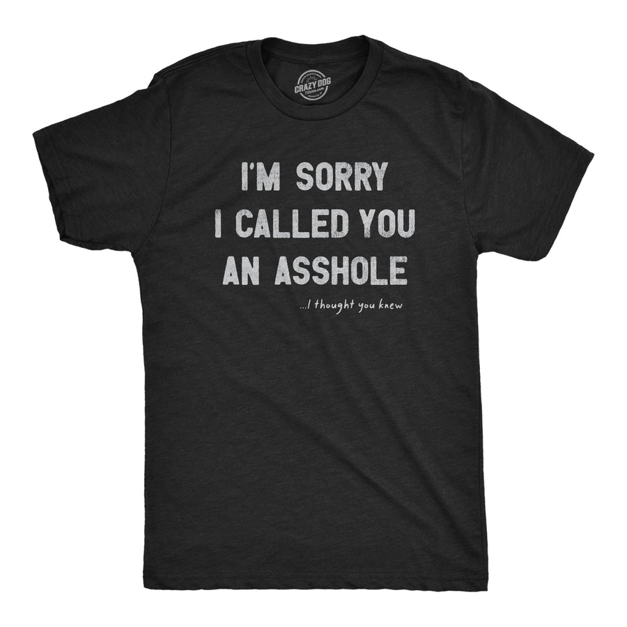 Funny Heather Black - ASSHOLE Im Sorry I Called You An Asshole Mens T Shirt Nerdy Sarcastic Tee