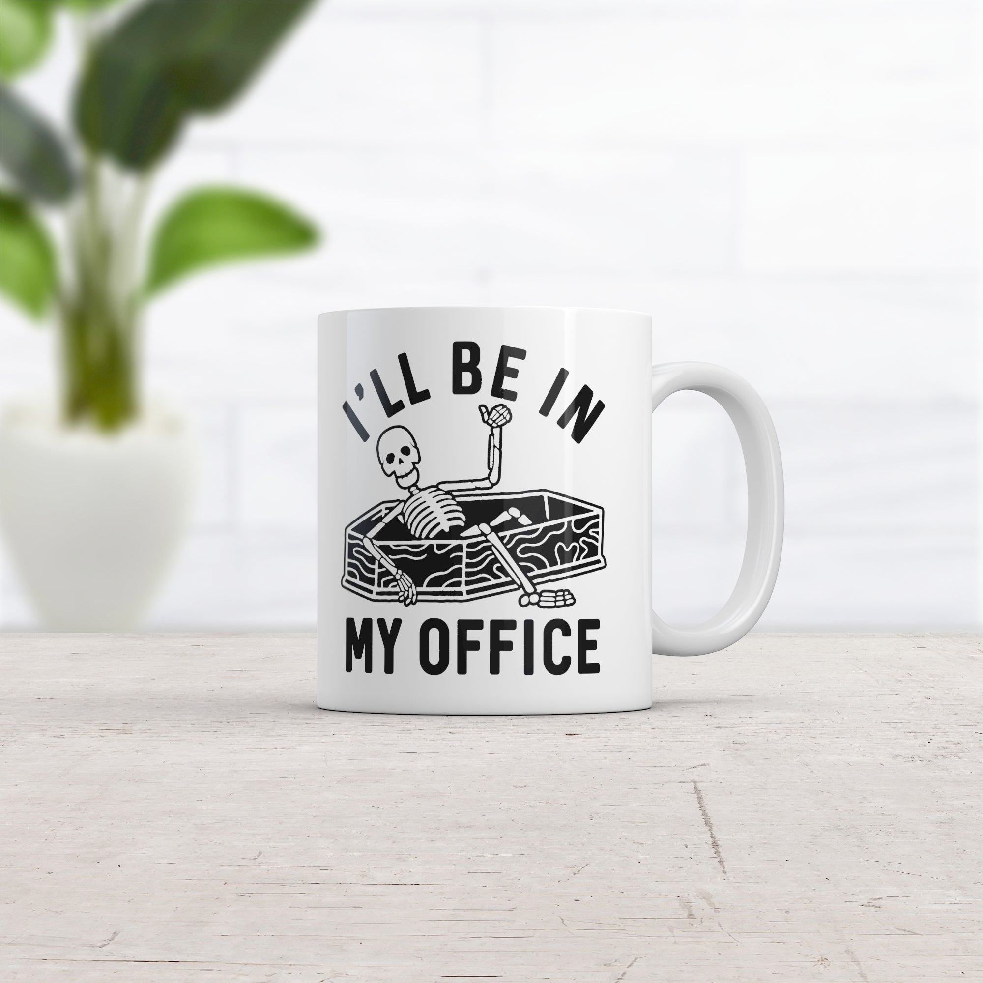Funny White Ill Be In My Office Skeleton Coffee Mug Nerdy Halloween Sarcastic Office Tee
