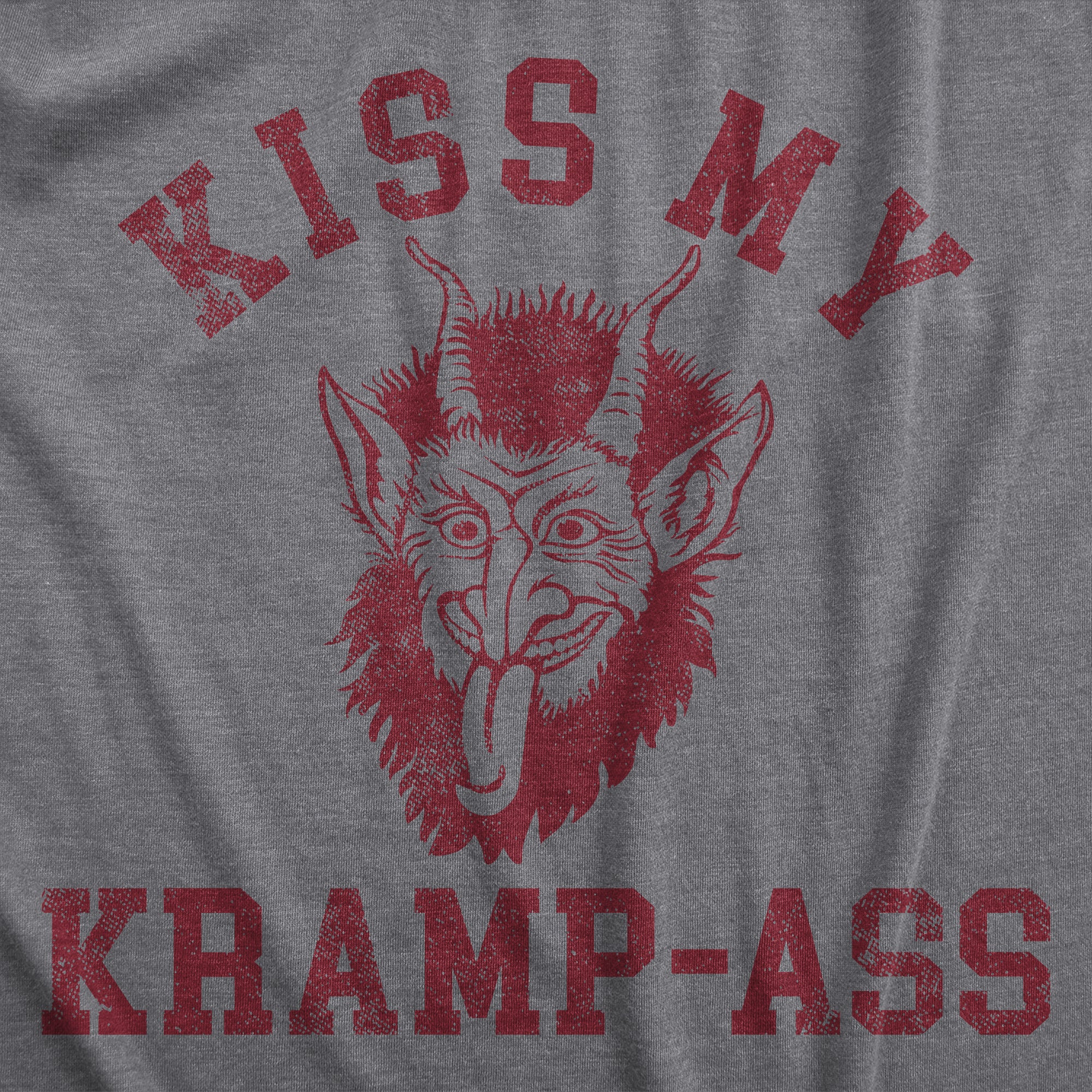 Funny Dark Heather Grey - KRAMPASS Kiss My Kramp Ass Mens T Shirt Nerdy Christmas sarcastic Tee
