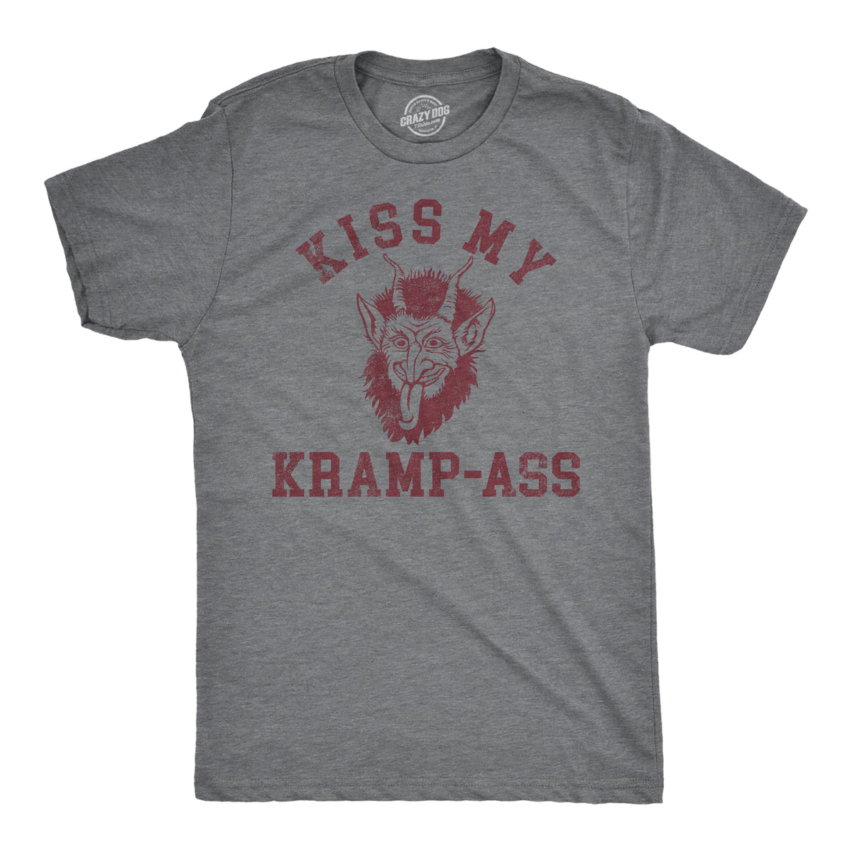 Funny Dark Heather Grey - KRAMPASS Kiss My Kramp Ass Mens T Shirt Nerdy Christmas sarcastic Tee