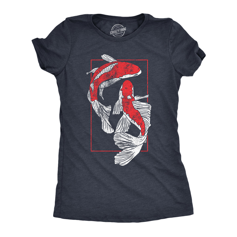 Funny Heather Navy - KOI Koi Fish Womens T Shirt Nerdy Animal Tee