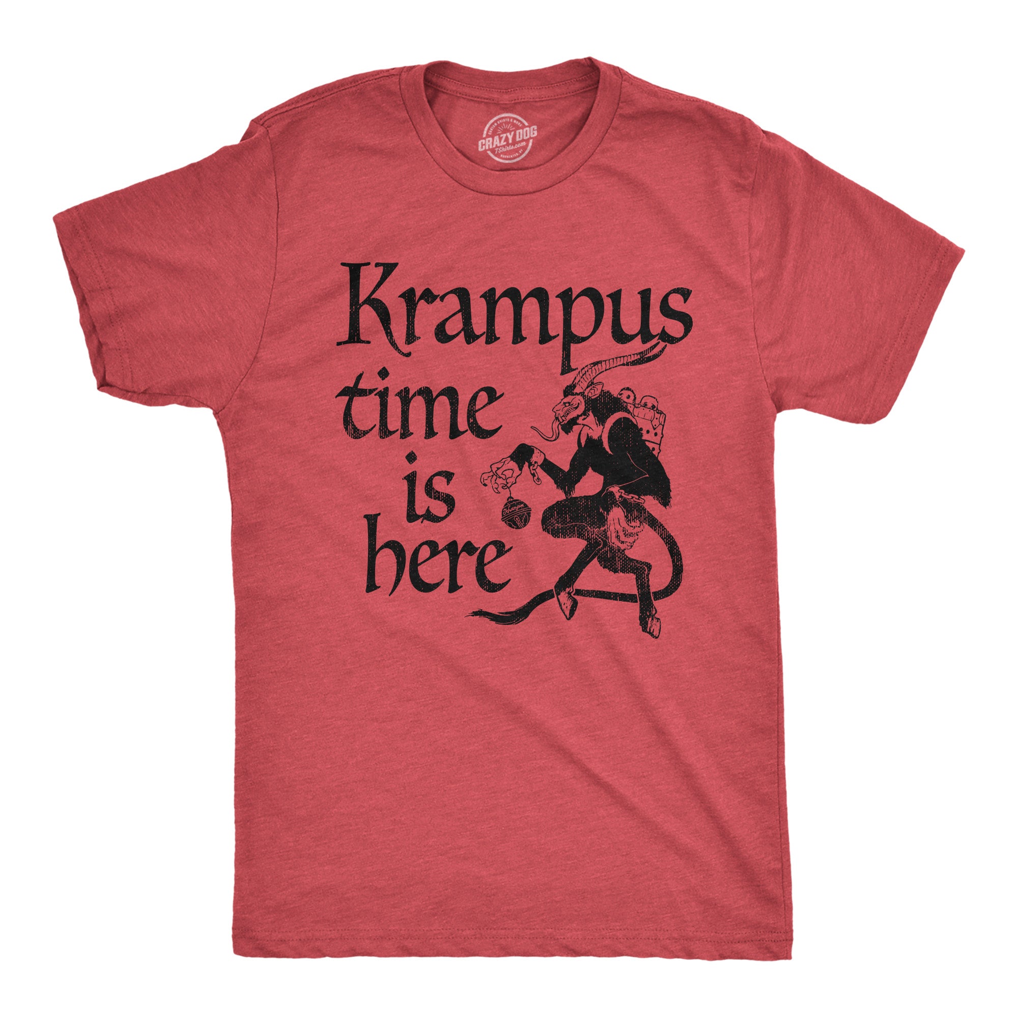 Funny Heather Red - KRAMPUS Krampus Time Is Here Mens T Shirt Nerdy Christmas Tee