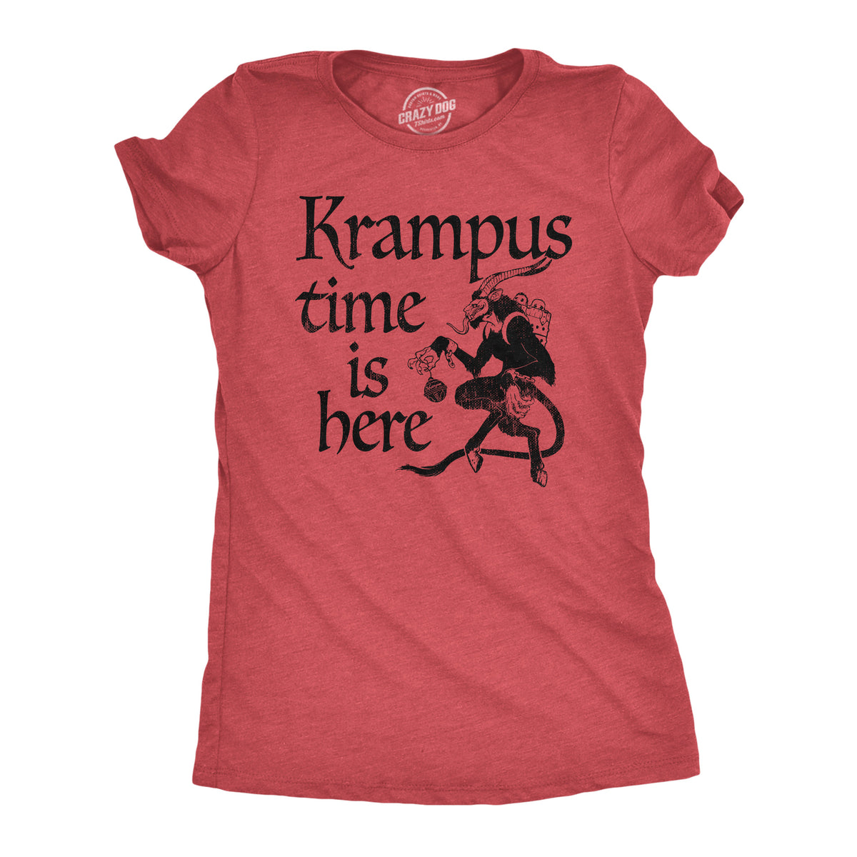 Funny Heather Red - KRAMPUS Krampus Time Is Here Womens T Shirt Nerdy Christmas Tee