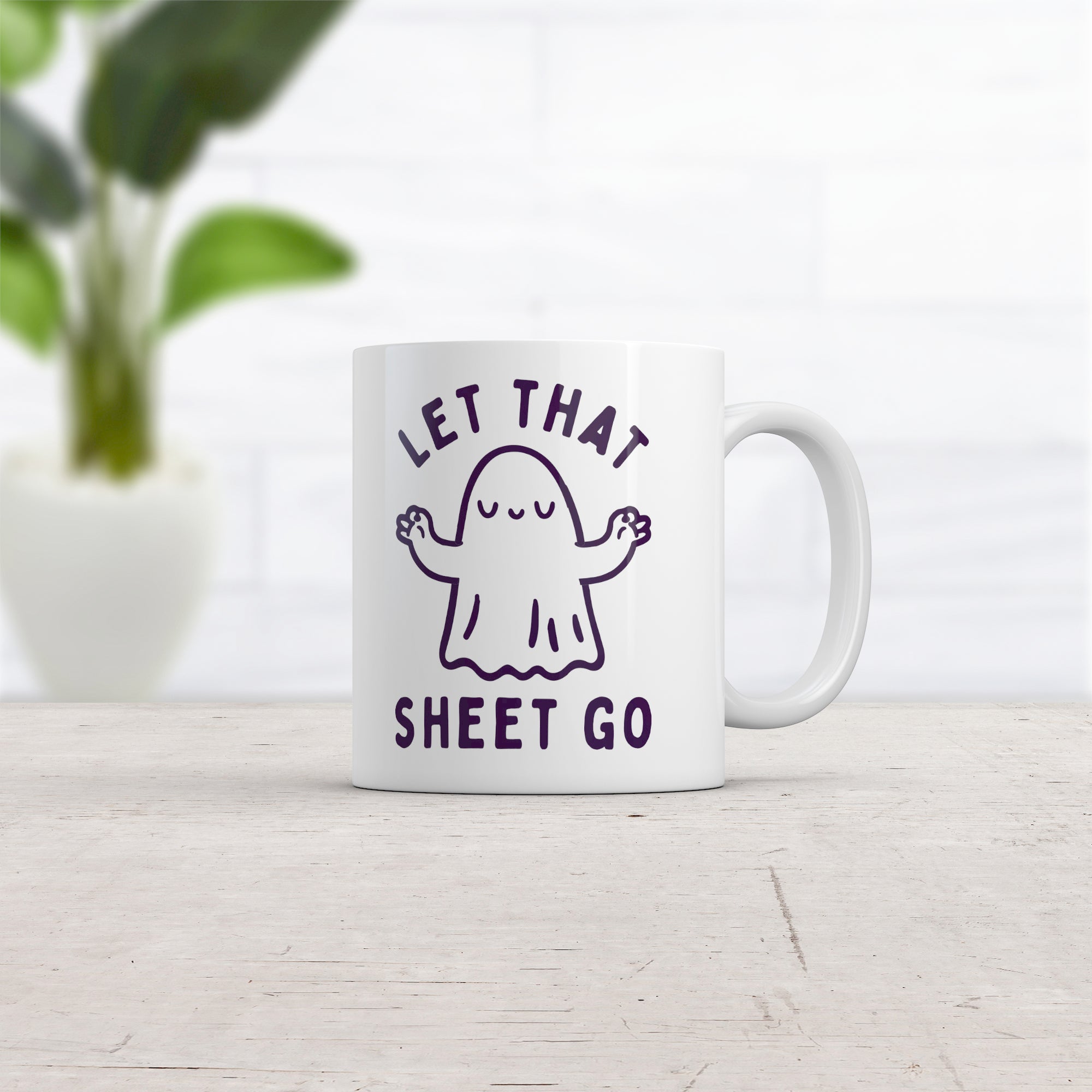 Funny White Let That Sheet Go Coffee Mug Nerdy Halloween sarcastic Tee