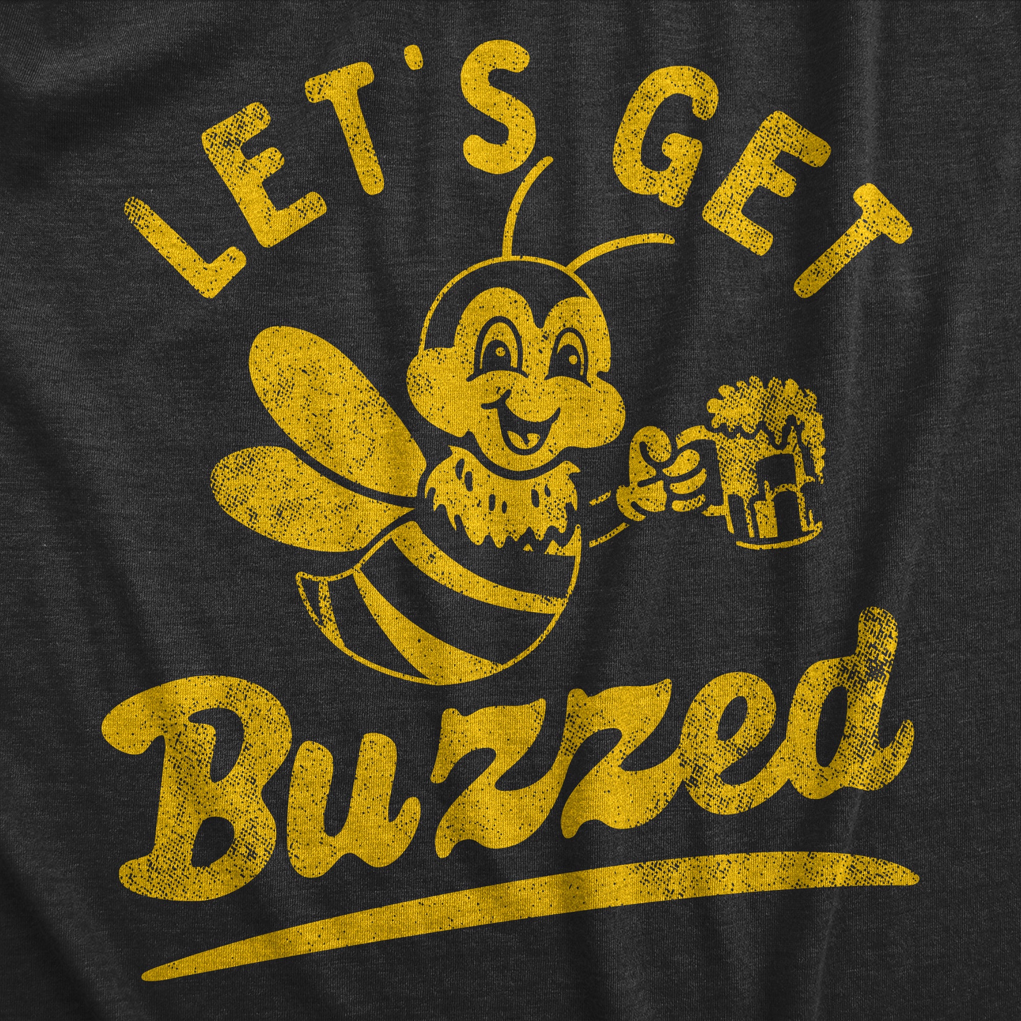 Funny Heather Black - BUZZED Lets Get Buzzed Womens T Shirt Nerdy Drinking sarcastic Tee