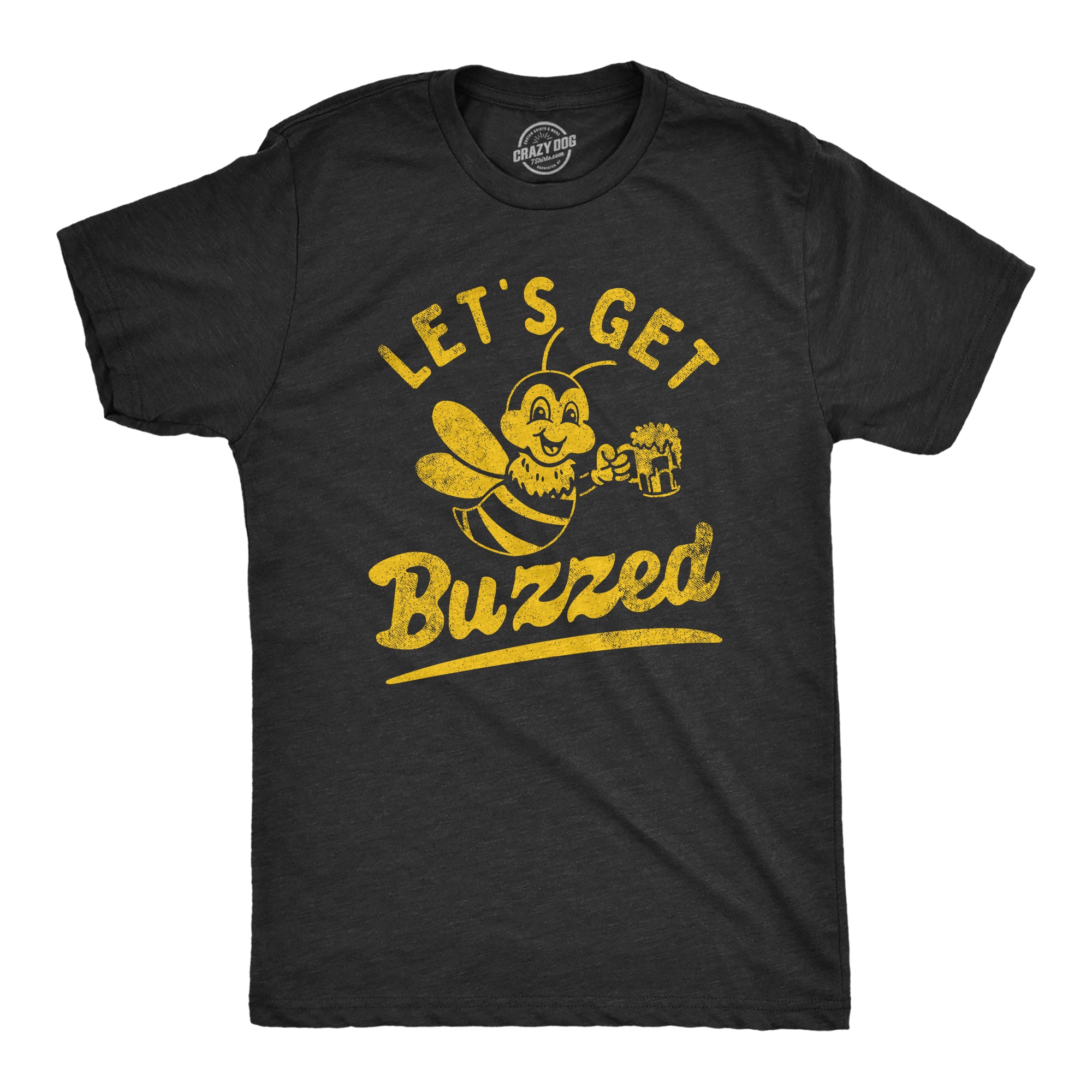 Funny Heather Black - BUZZED Lets Get Buzzed Mens T Shirt Nerdy Drinking sarcastic Tee