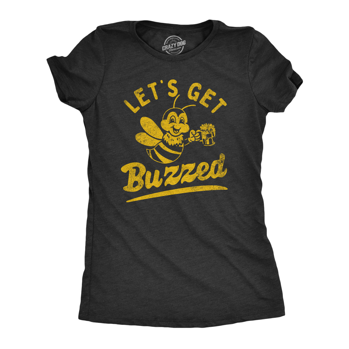 Funny Heather Black - BUZZED Lets Get Buzzed Womens T Shirt Nerdy Drinking sarcastic Tee