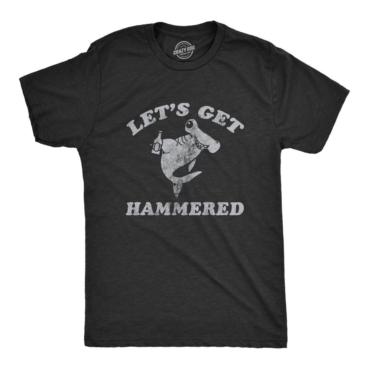 Funny Heather Black - HAMMERED Lets Get Hammered Shark Mens T Shirt Nerdy Animal Drinking Tee