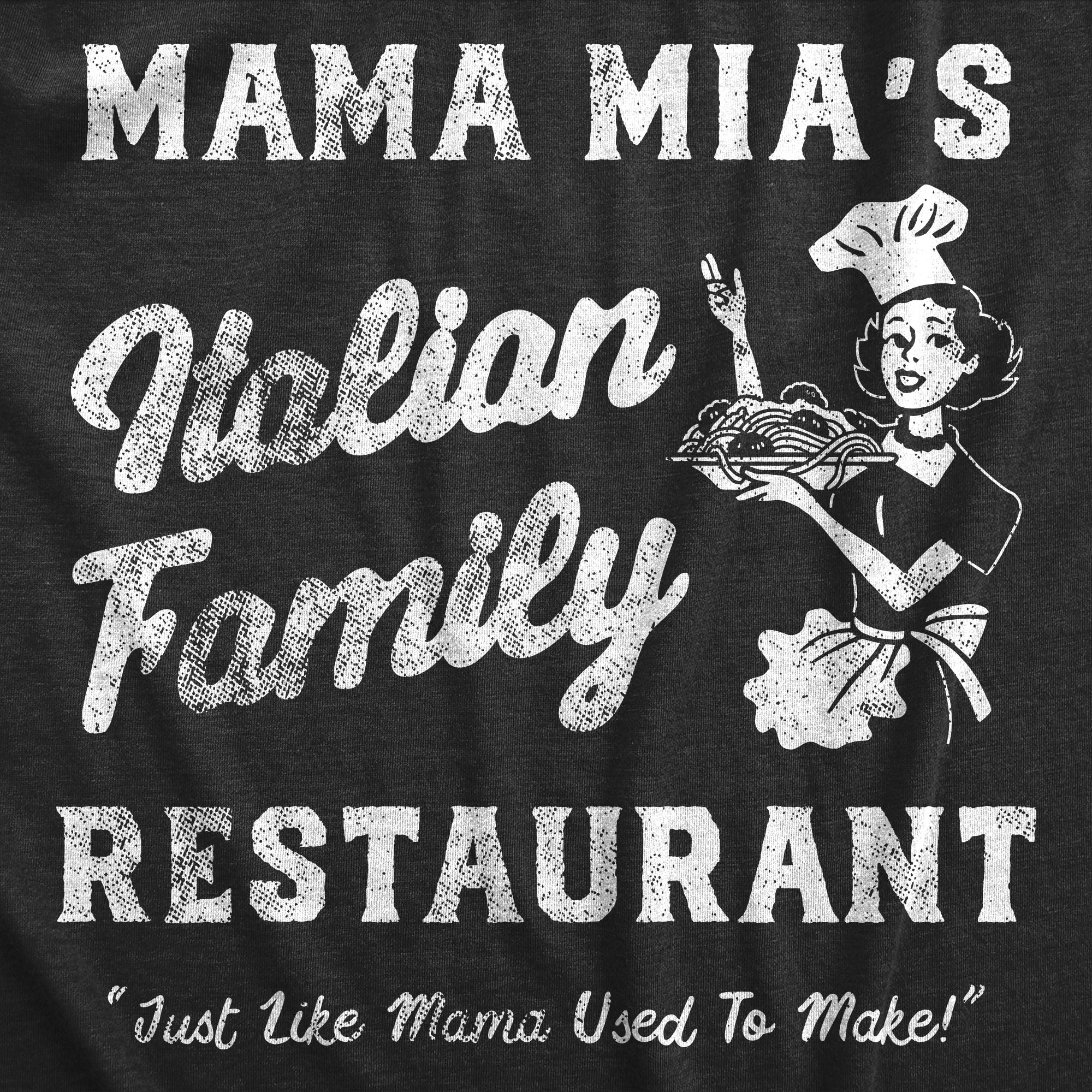 Funny Black - MAMAMIAS Mama Mias Italian Family Restaurant Apron Nerdy Food Tee