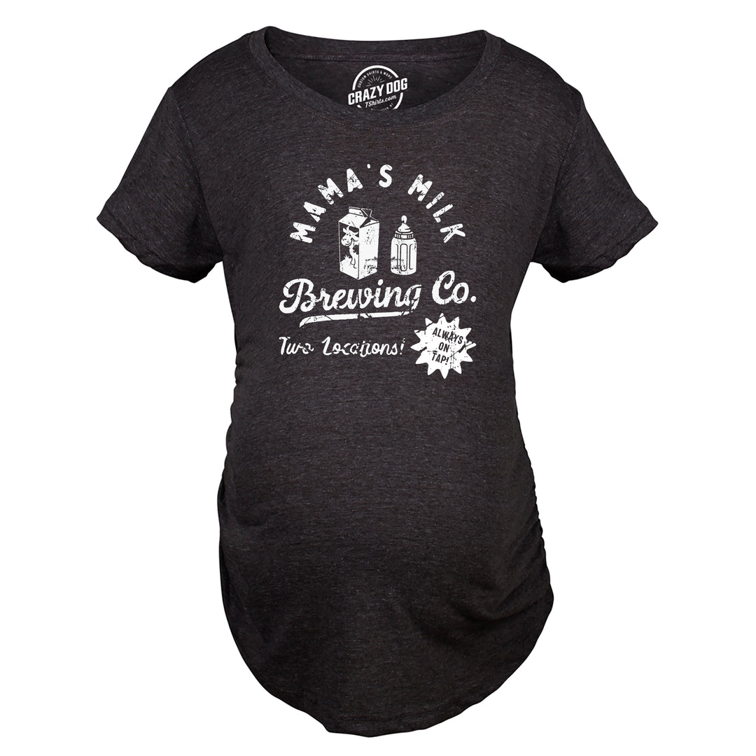 Funny Heather Black - MILK Mamas Milk Brewing Co Maternity T Shirt Nerdy Sarcastic Tee