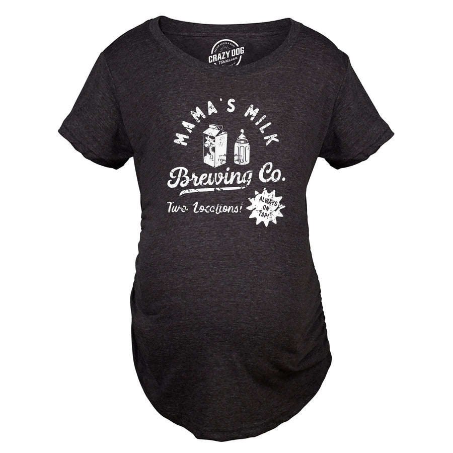 Funny Heather Black - MILK Mamas Milk Brewing Co Maternity T Shirt Nerdy Sarcastic Tee