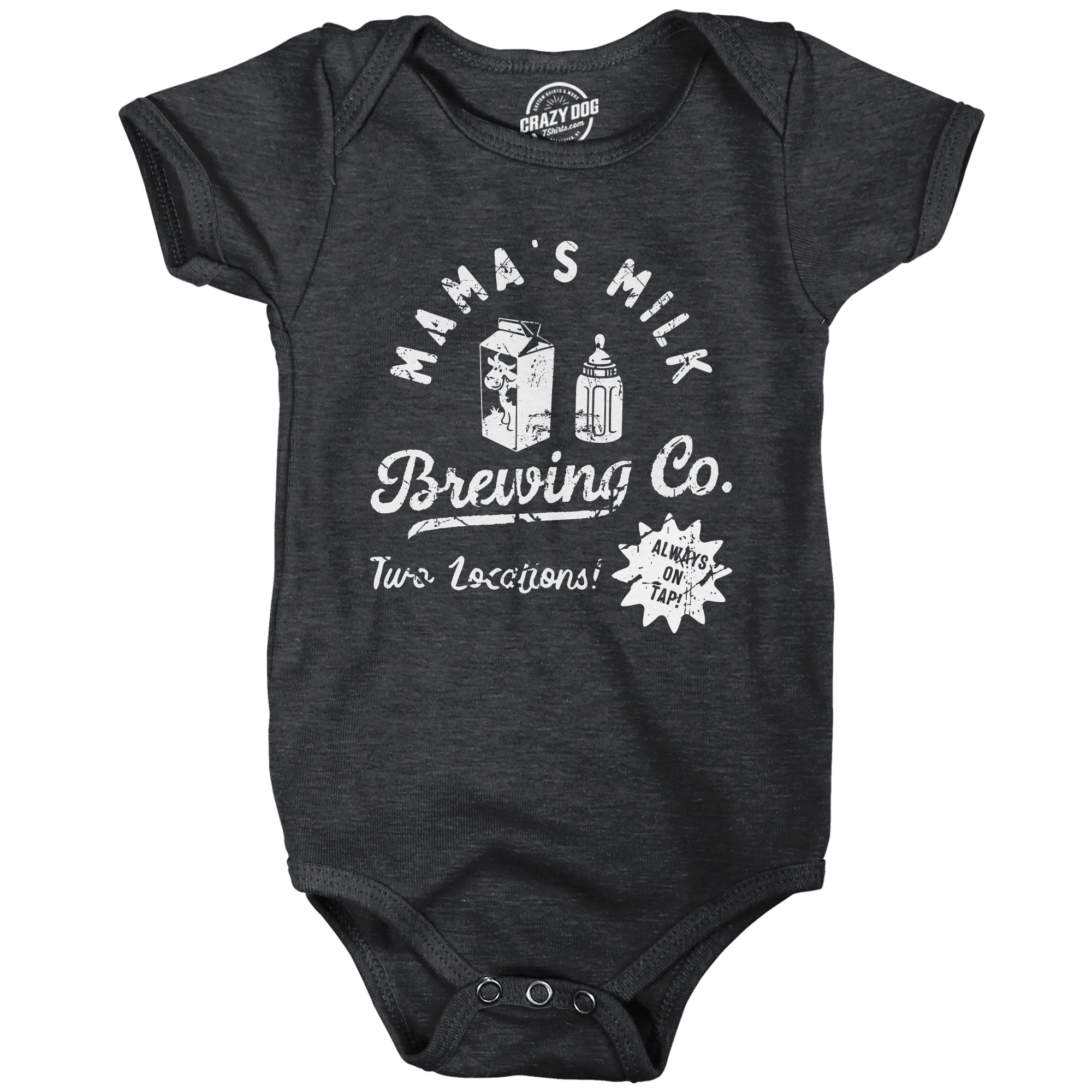 Funny Heather Black - MILK Mamas Milk Brewing Co Onesie Nerdy Sarcastic Tee