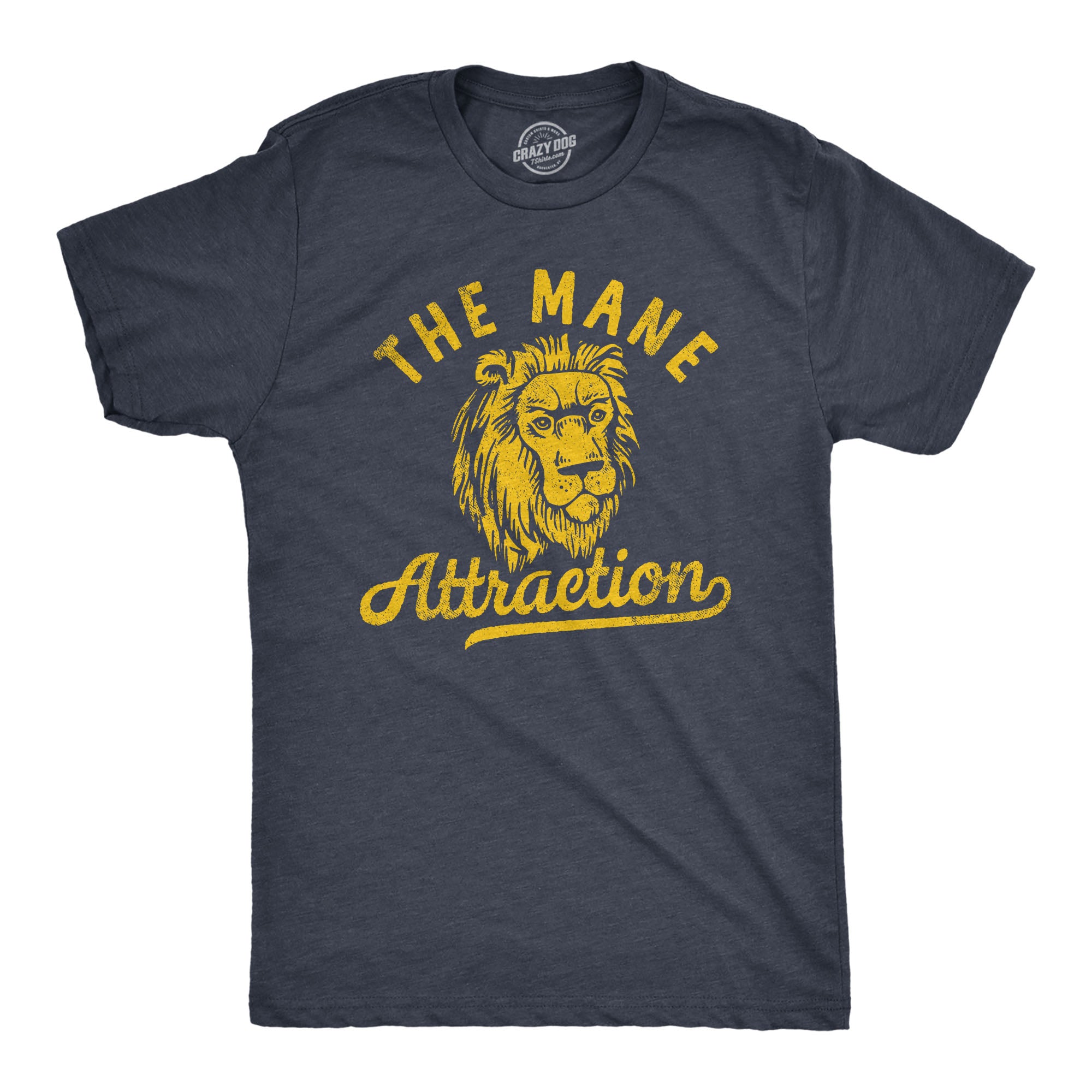 Funny Heather Navy - MANE The Mane Attraction Mens T Shirt Nerdy animal sarcastic Tee
