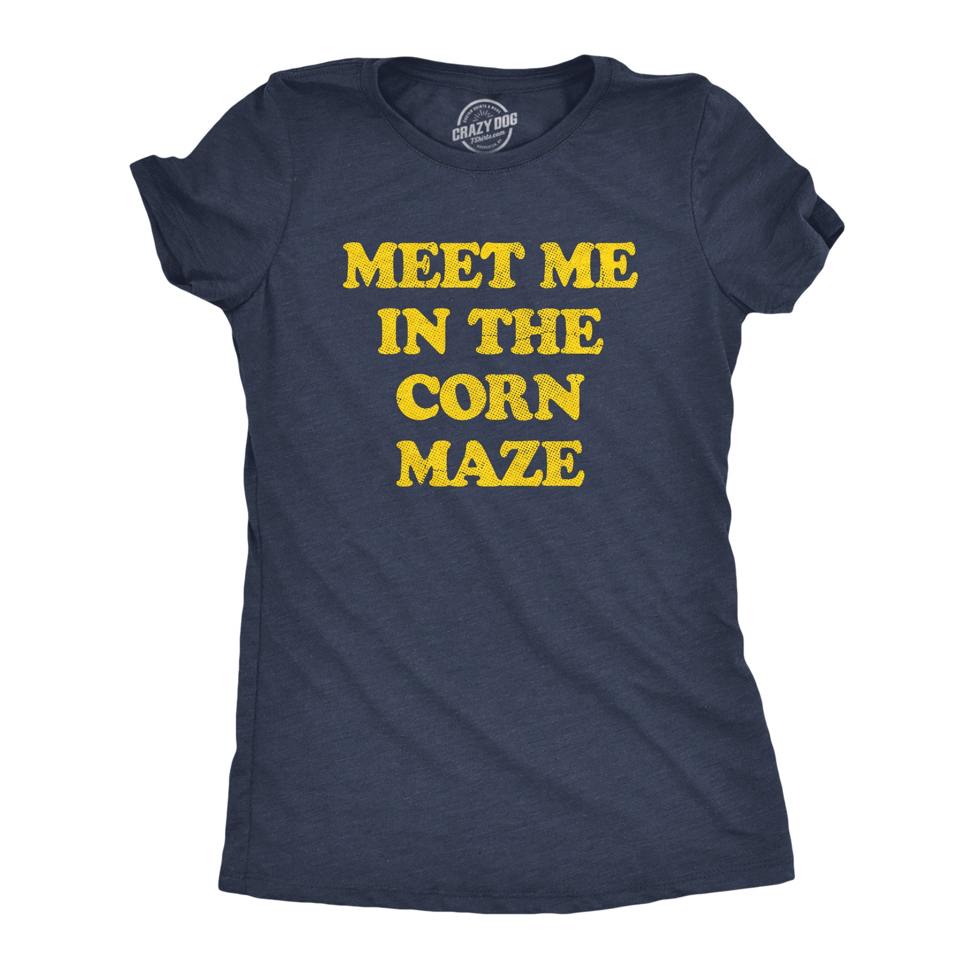 Funny Heather Navy - CORN Meet Me In The Corn Maze Womens T Shirt Nerdy Halloween Tee