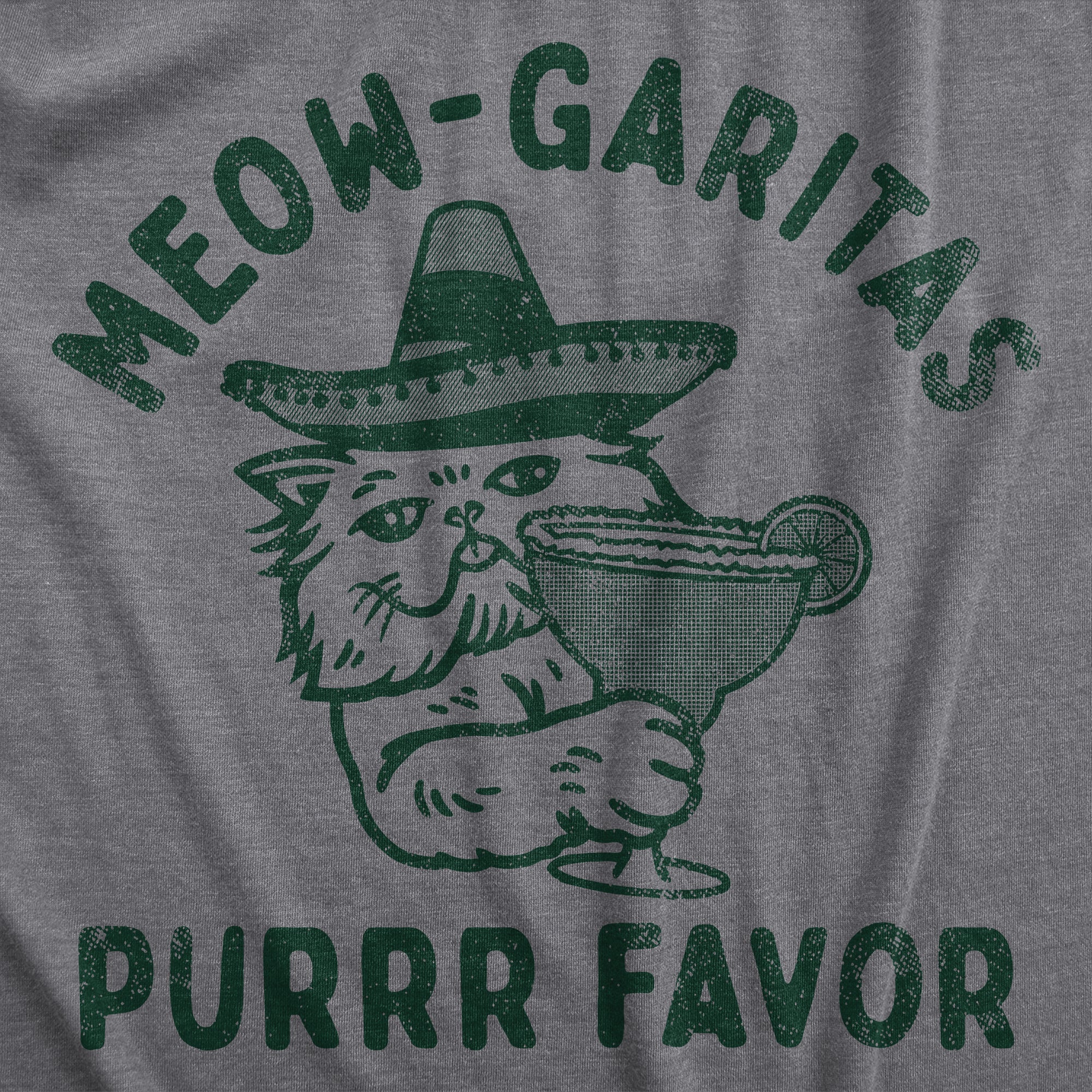 Funny Dark Heather Grey - MEOW Meow Garitas Purrr Favor Mens T Shirt Nerdy cat liquor Drinking Tee