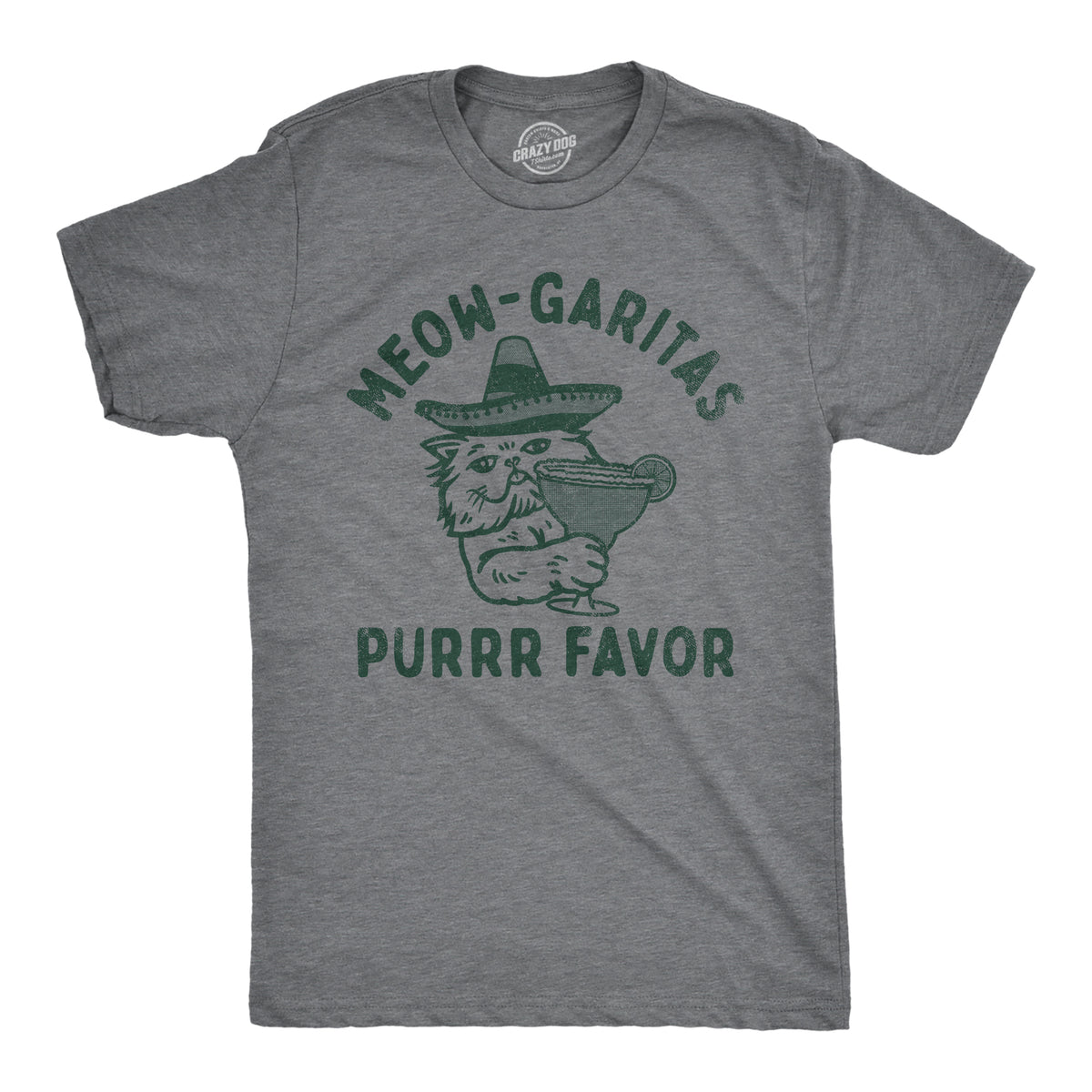 Funny Dark Heather Grey - MEOW Meow Garitas Purrr Favor Mens T Shirt Nerdy cat liquor Drinking Tee