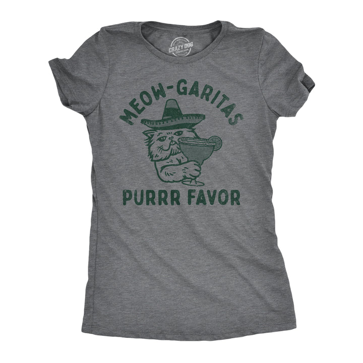 Funny Dark Heather Grey - MEOW Meow Garitas Purrr Favor Womens T Shirt Nerdy cat liquor Drinking Tee