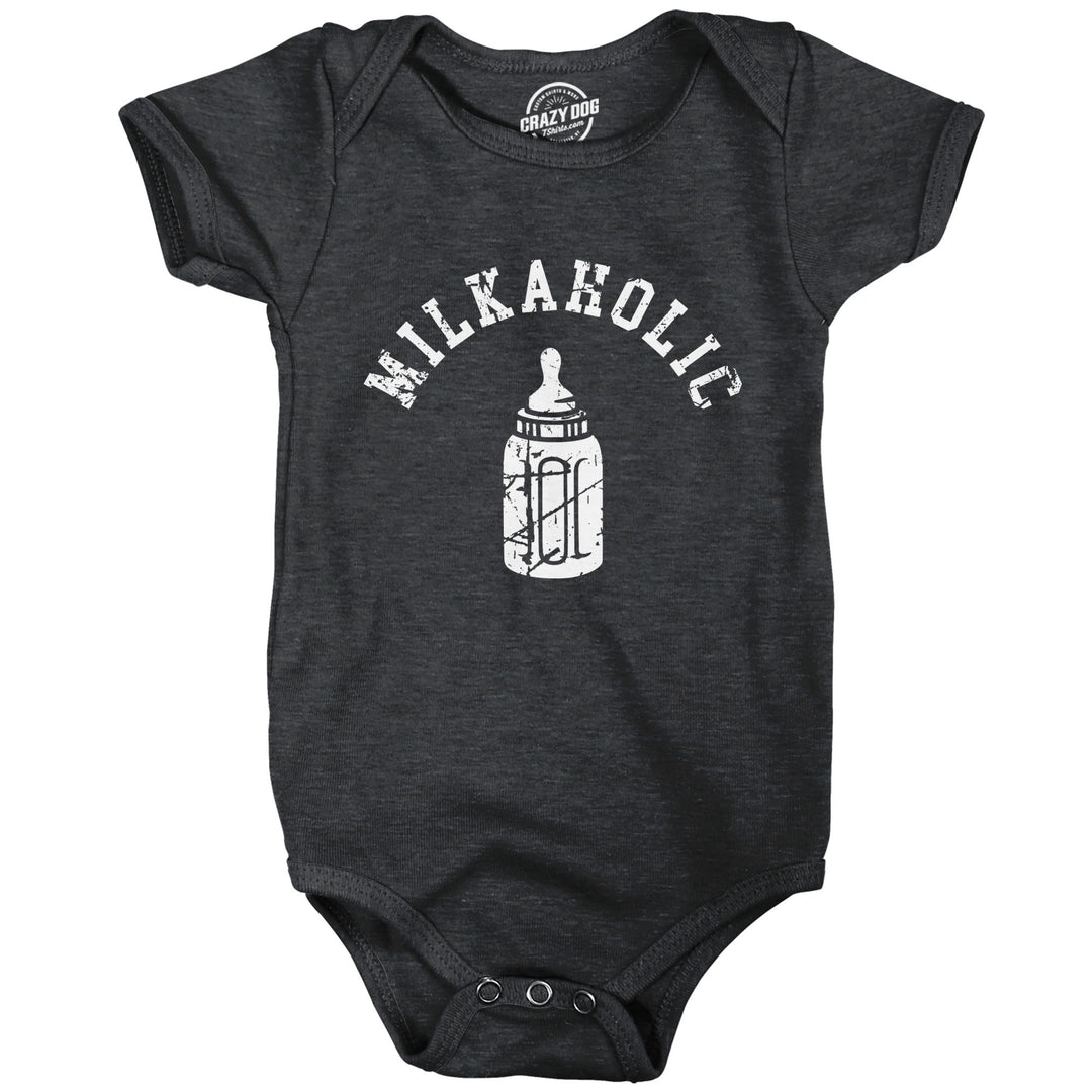 Funny Heather Black - MILKAHOLIC Milkaholic Onesie Nerdy Sarcastic Tee