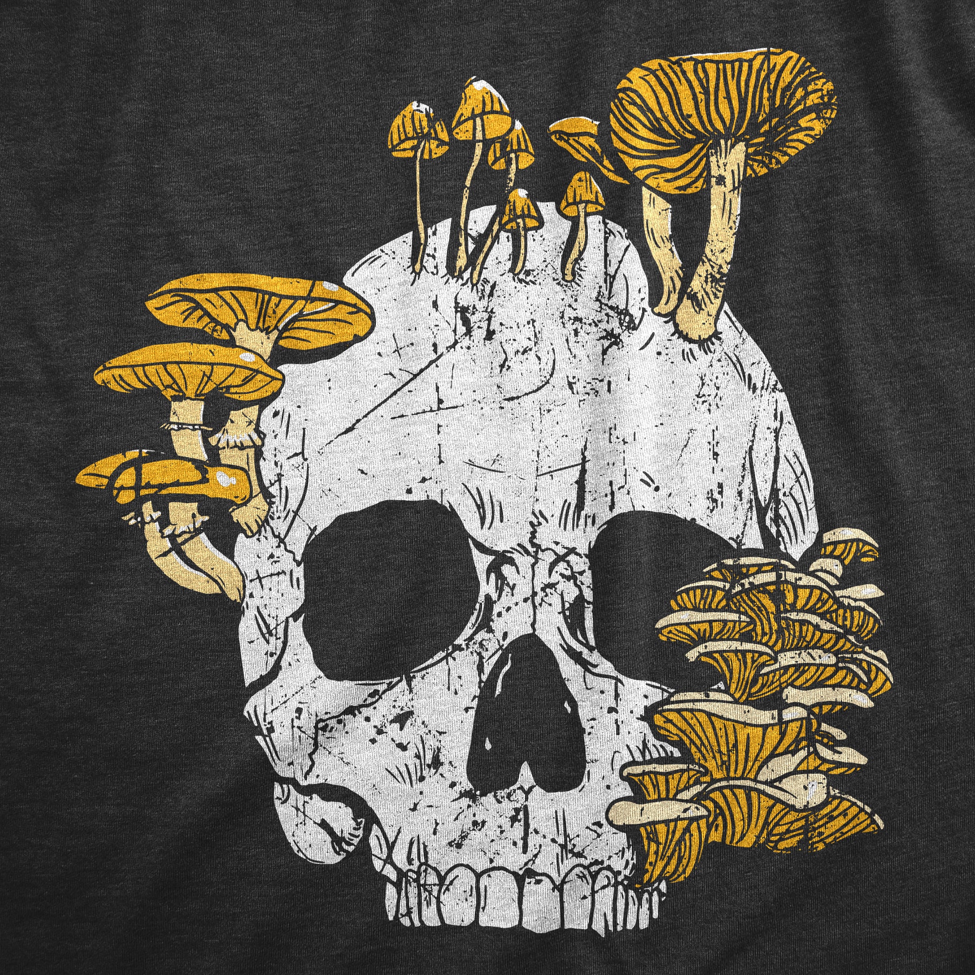 Funny Heather Black - SKULL Mushroom Skull Womens T Shirt Nerdy Sarcastic Tee
