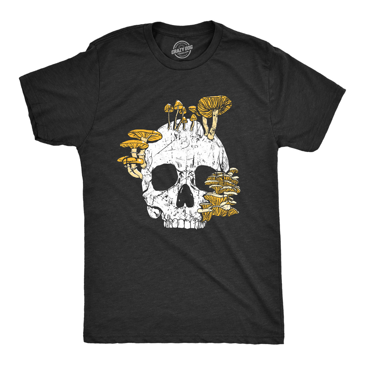 Funny Heather Black - SKULL Mushroom Skull Mens T Shirt Nerdy sarcastic Tee