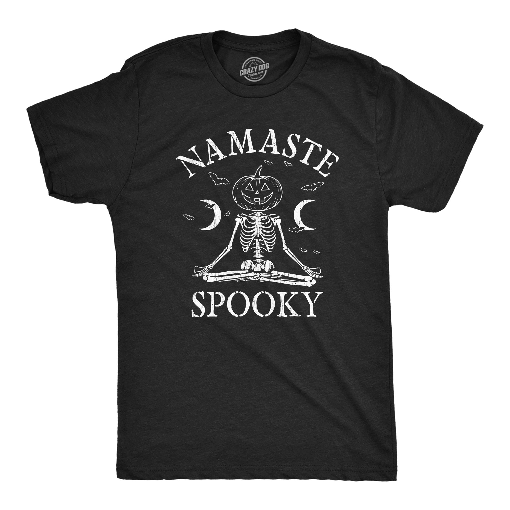 Funny Heather Black - NAMASTE Namaste Spooky Mens T Shirt Nerdy Halloween Sarcastic Tee